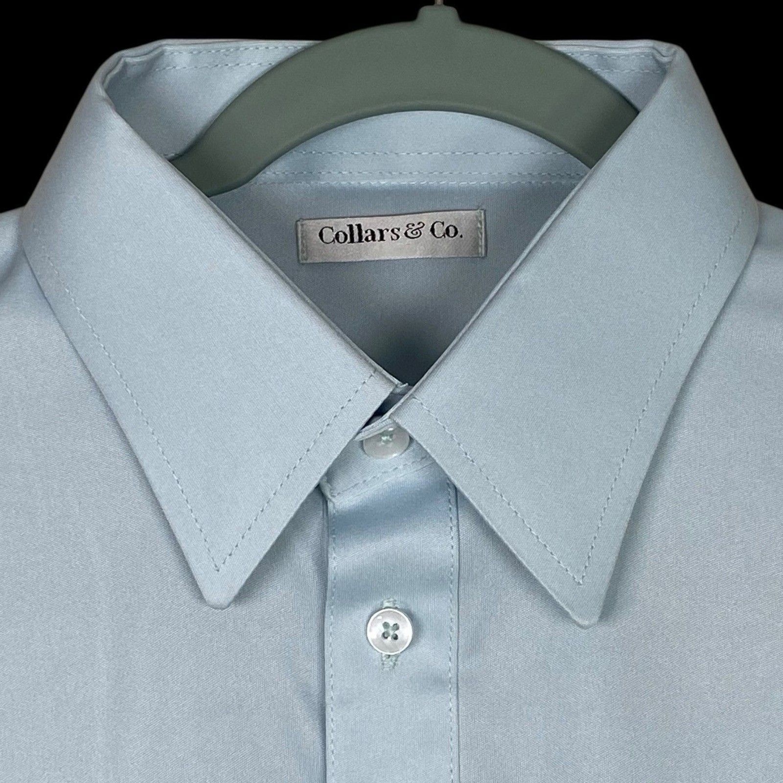 Collars & Co Polo Shirt Mens XL Light Blue English Point Dress Collar Office