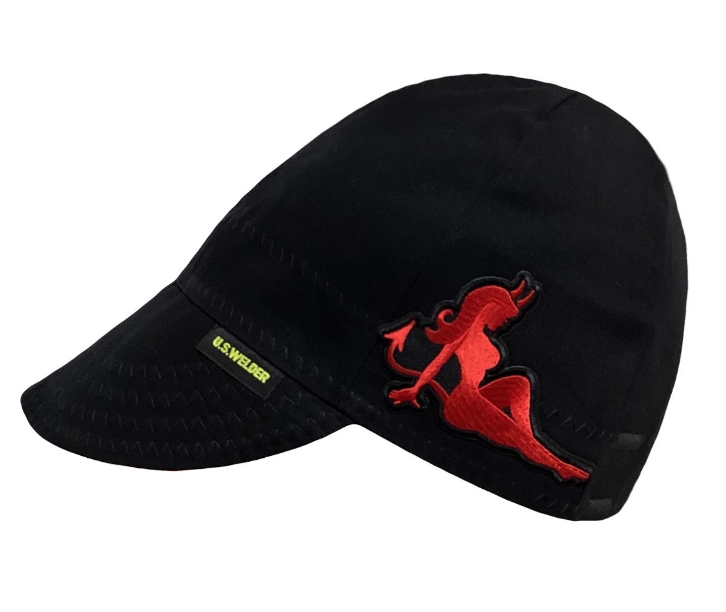 Red Devil Girl US WELDER Welding Cap Hat Black Reversible Comeaux Supply