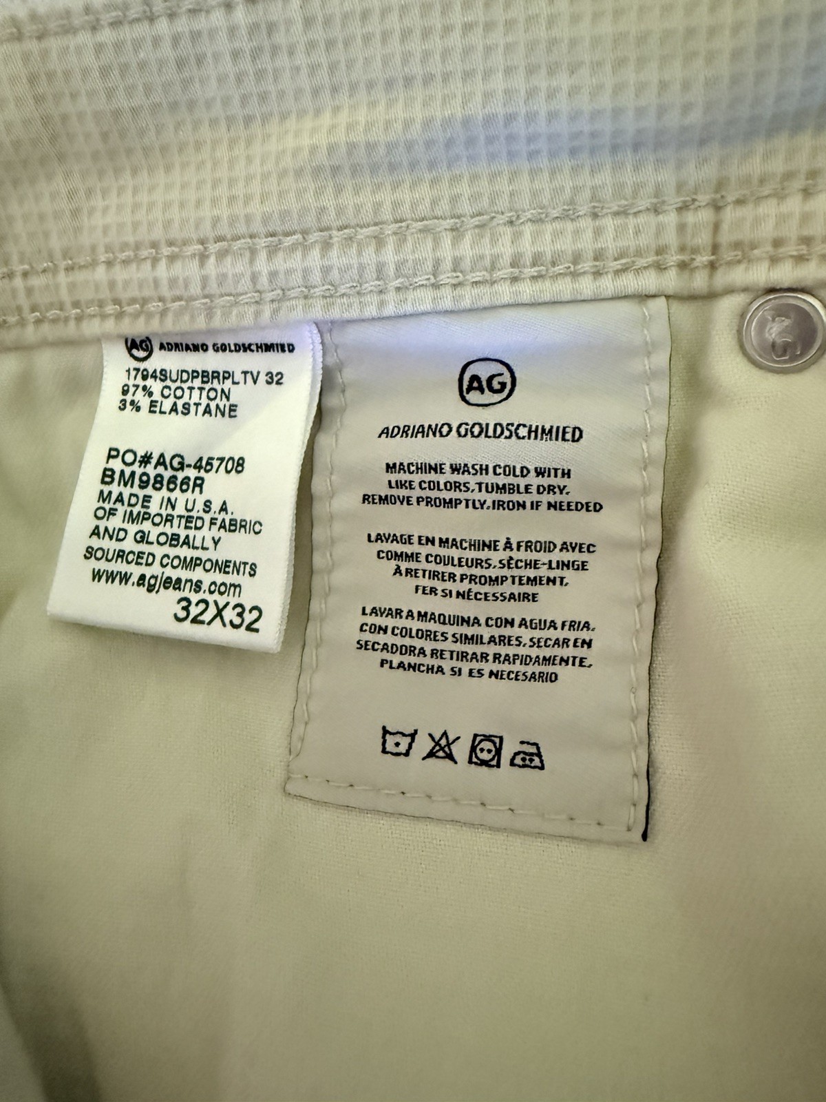 AG Adriano Goldschmied The Everett Slim Straight Pants Khaki 32/32 Casual