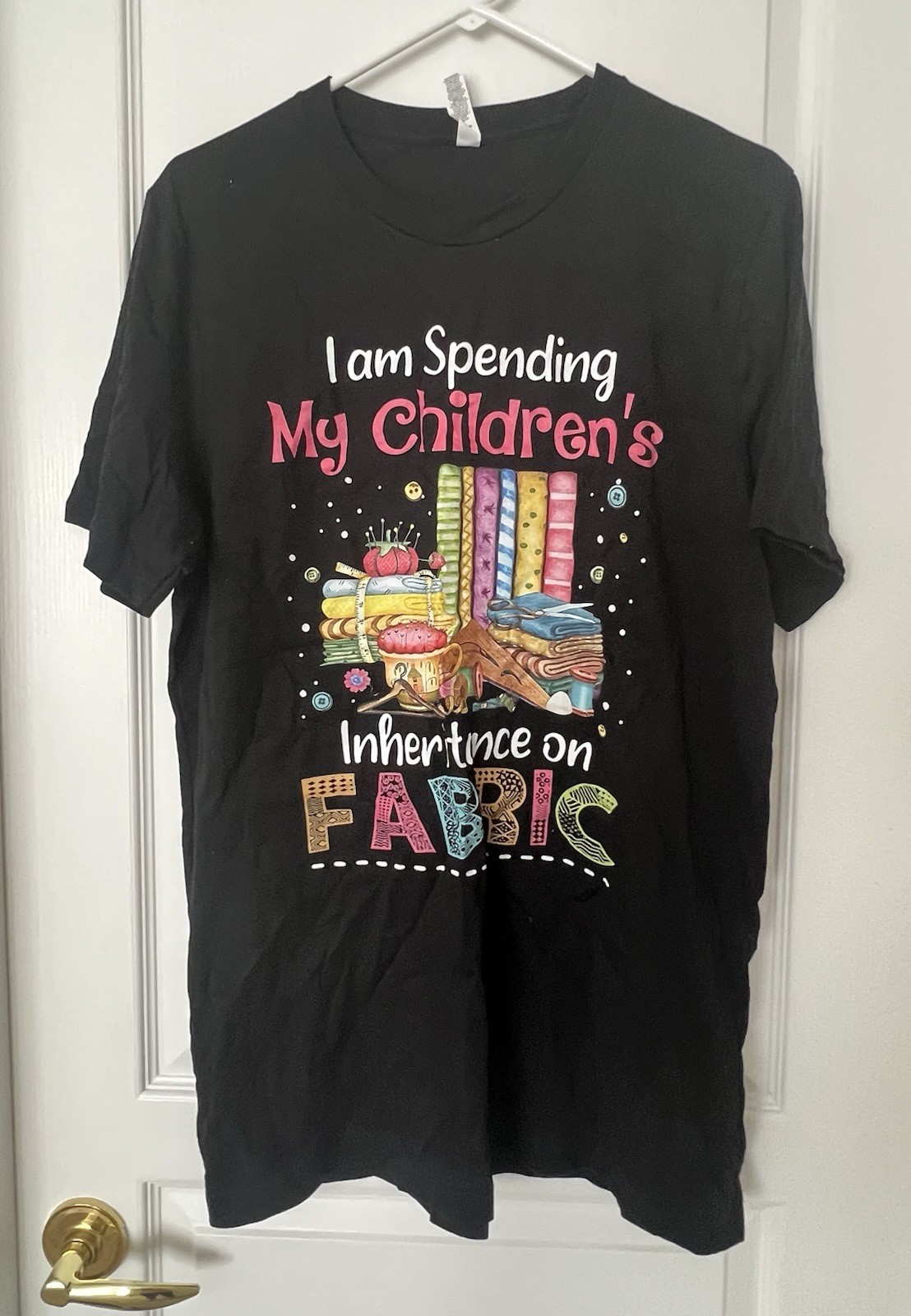 Quilters Theme T-Shirt Size Large U.S.A. 100% Cotton Bella + Canvas