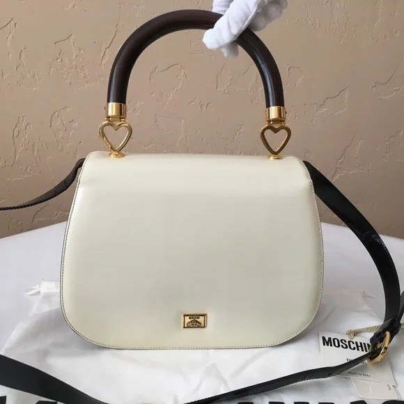 MOSCHINO Redwall Tricolor Polished Leather Bag Made in Italy