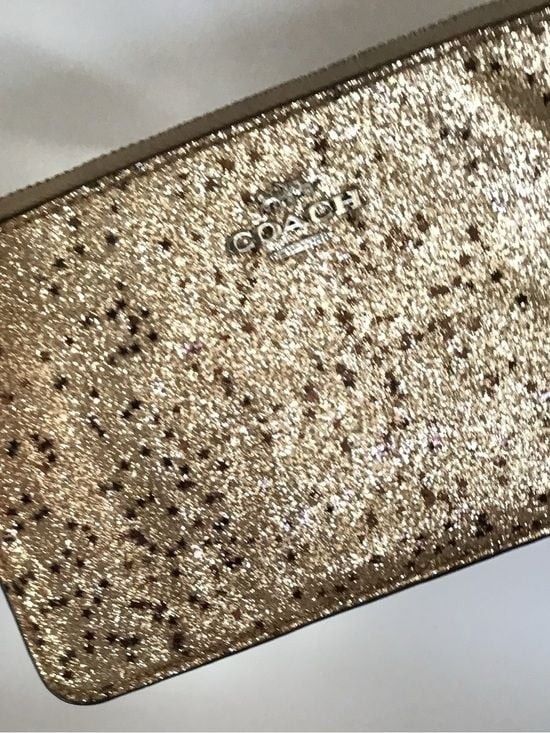 Coach F38641 Star Glitter Gold Metallic Leather Wristlet Wallet