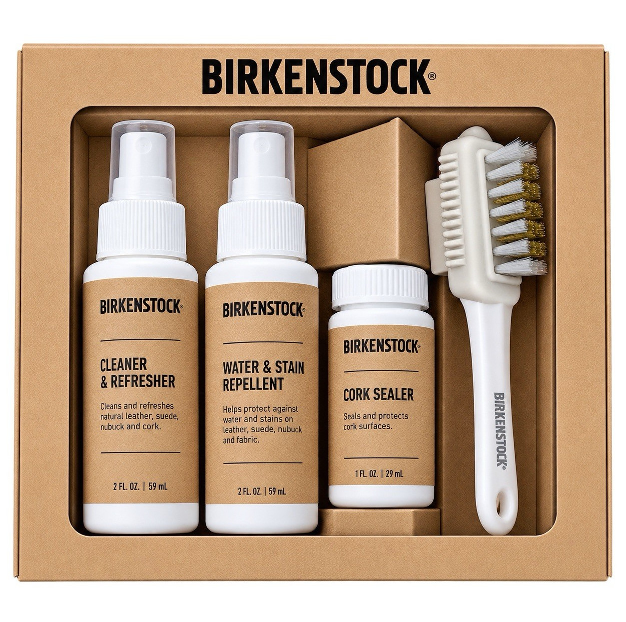 Birkenstock Shoe Care Kit: Cleaner/Refresher 2 oz, Repellent 2 oz, Sealer 1 oz