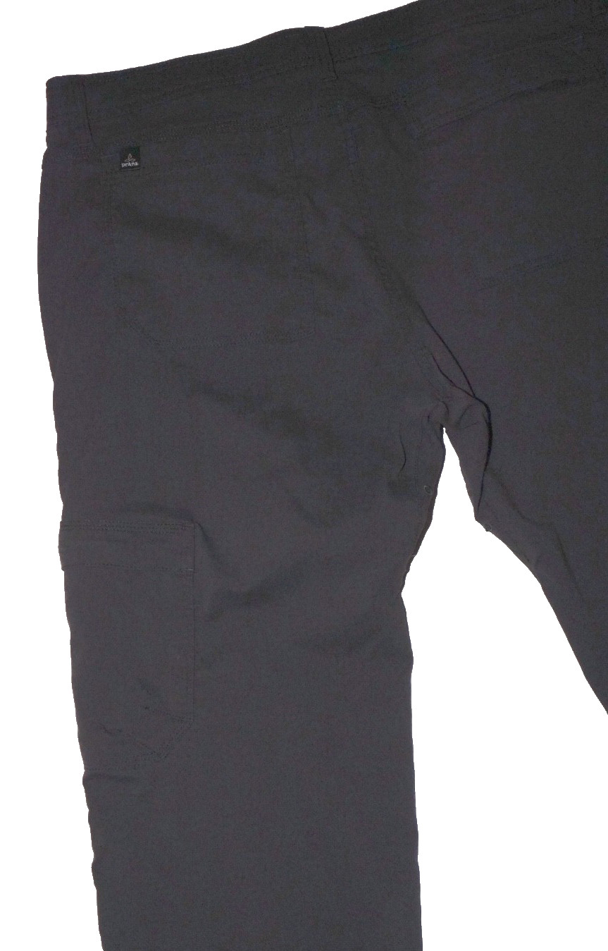 Prana Mens ZION Pants Iron Grey Stretch Convertible Roll-Up Size 36 x 32 A+