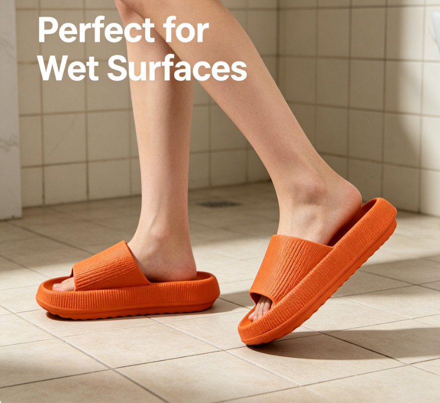 Orange Platform Slides — Soft Indoor/Outdoor Sandals US W10/M8.5 EU42