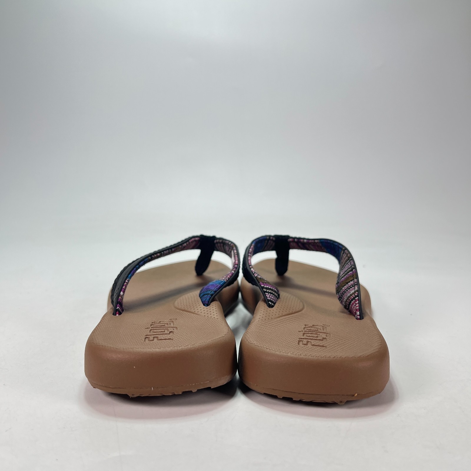 Flojos Black Brown Casual Memory Foam Footbed Flip Flops Sandals Women’s Size 9
