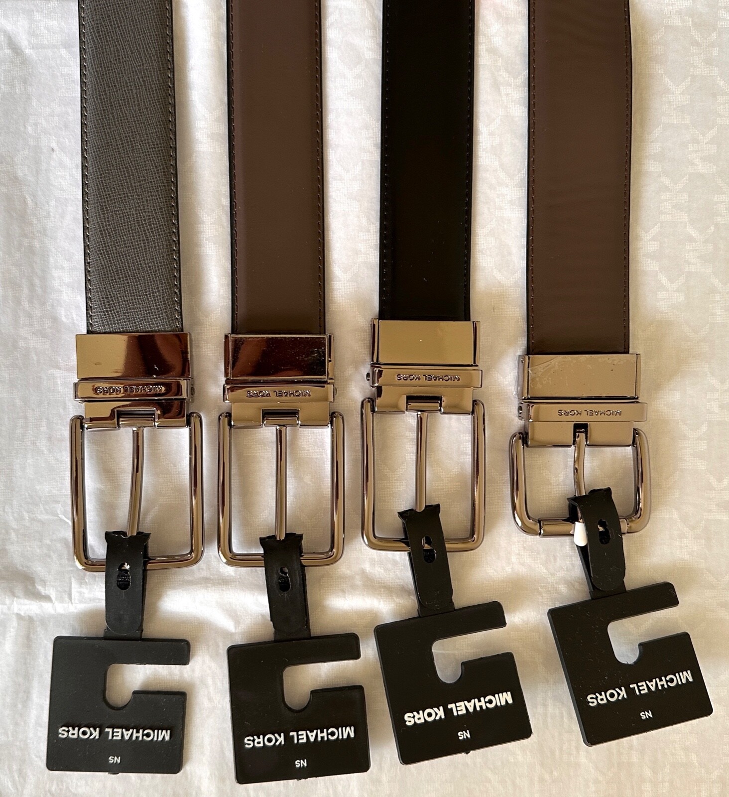 Michael Kors Men’s Reversible Leather 2in1 Black, Brown Navy Grey Dress Belt