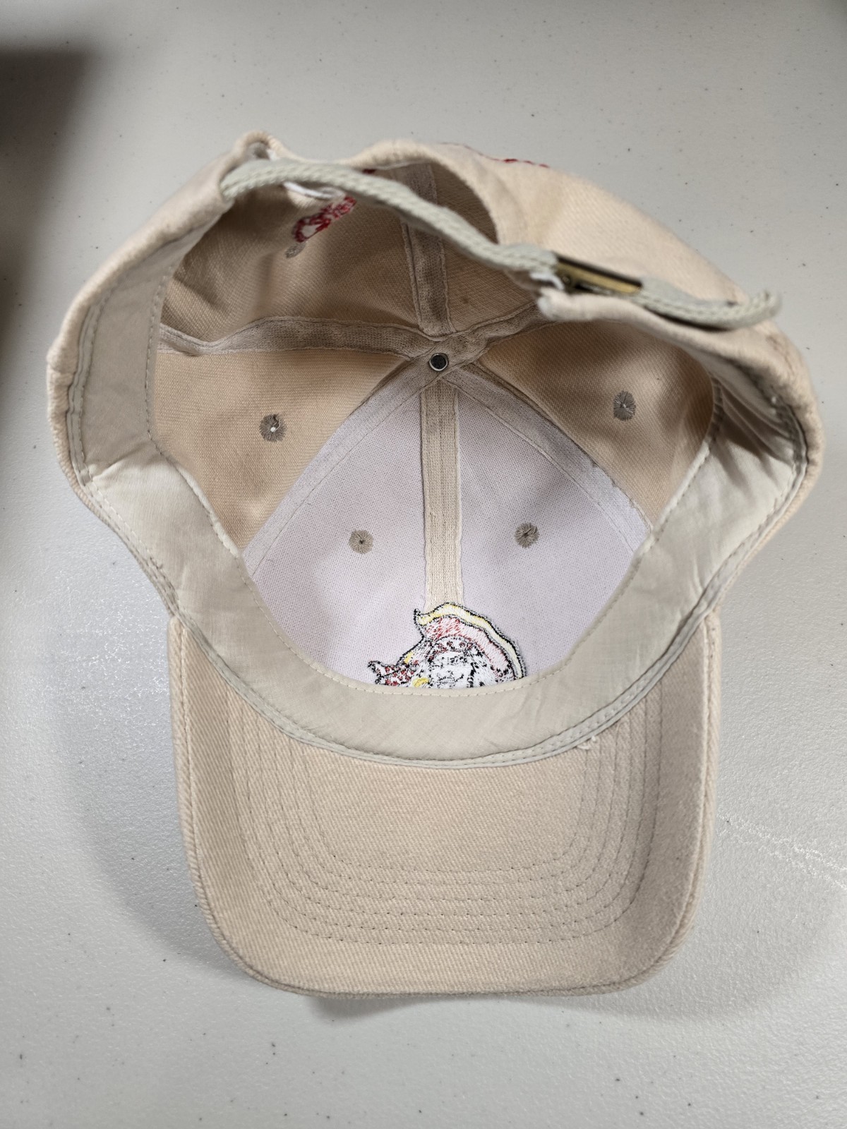 Captain Morgan Slideback Hat Beige One Size Adjustable Embroidered EUC