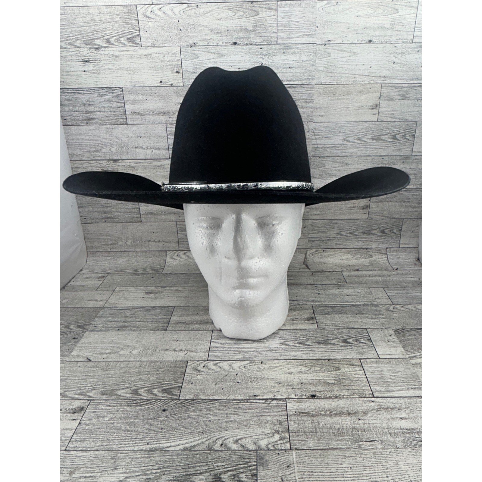 Wrangler Pro Rodeo 4X Black Felt Cowboy Hat 7 1/8 Silver Buckle Made in Texas