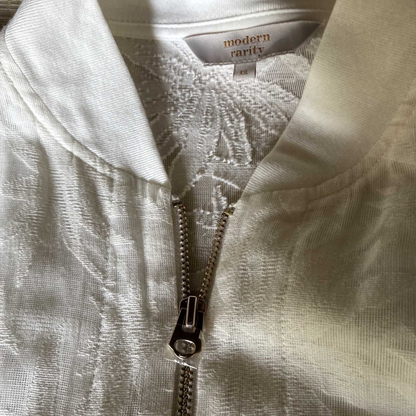 Modern Rarity white textured cotton bomber blouson Lightweight Jacket 12