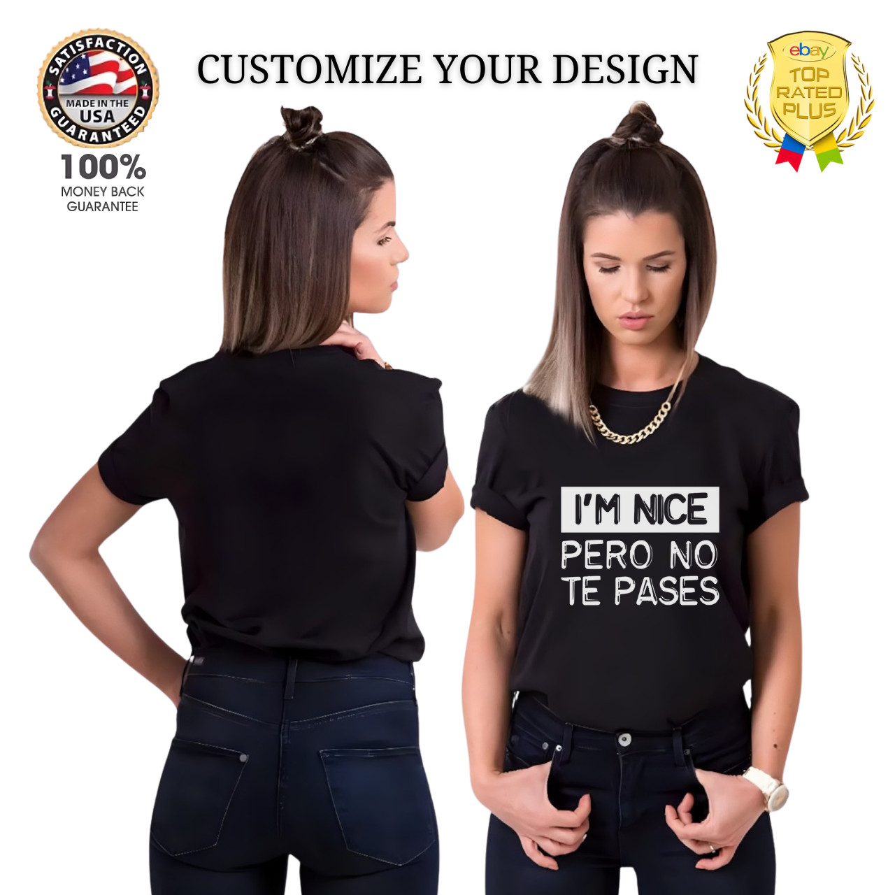 T-SHIRT I’M NICE PORO NO TE PASES CUSTOM NAME TEXT IMAGE SOFT COTTON UNISEX 342