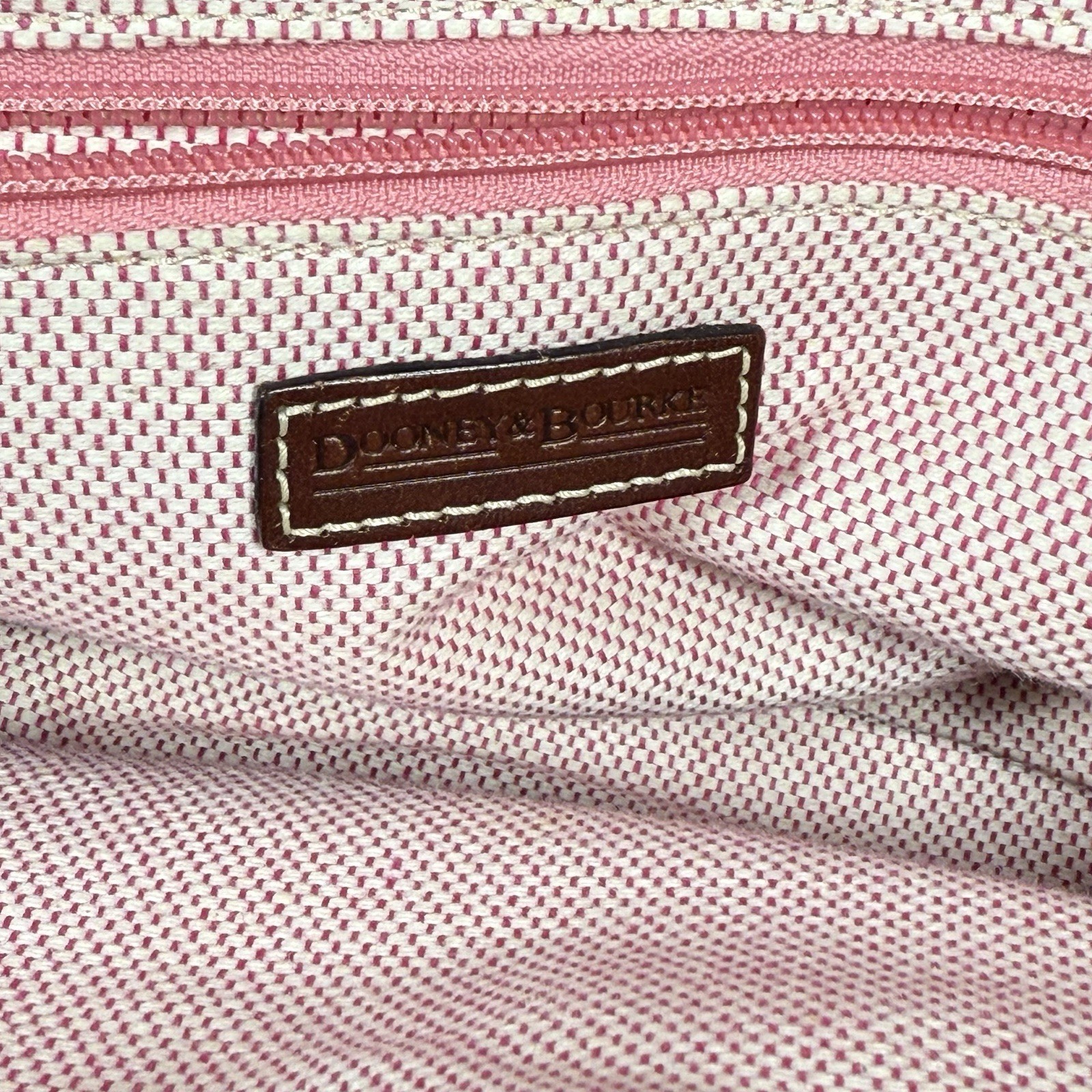 Dooney & Bourke Satchel Tote Bag Push Lock Signature Canvas Leather Trim Purse
