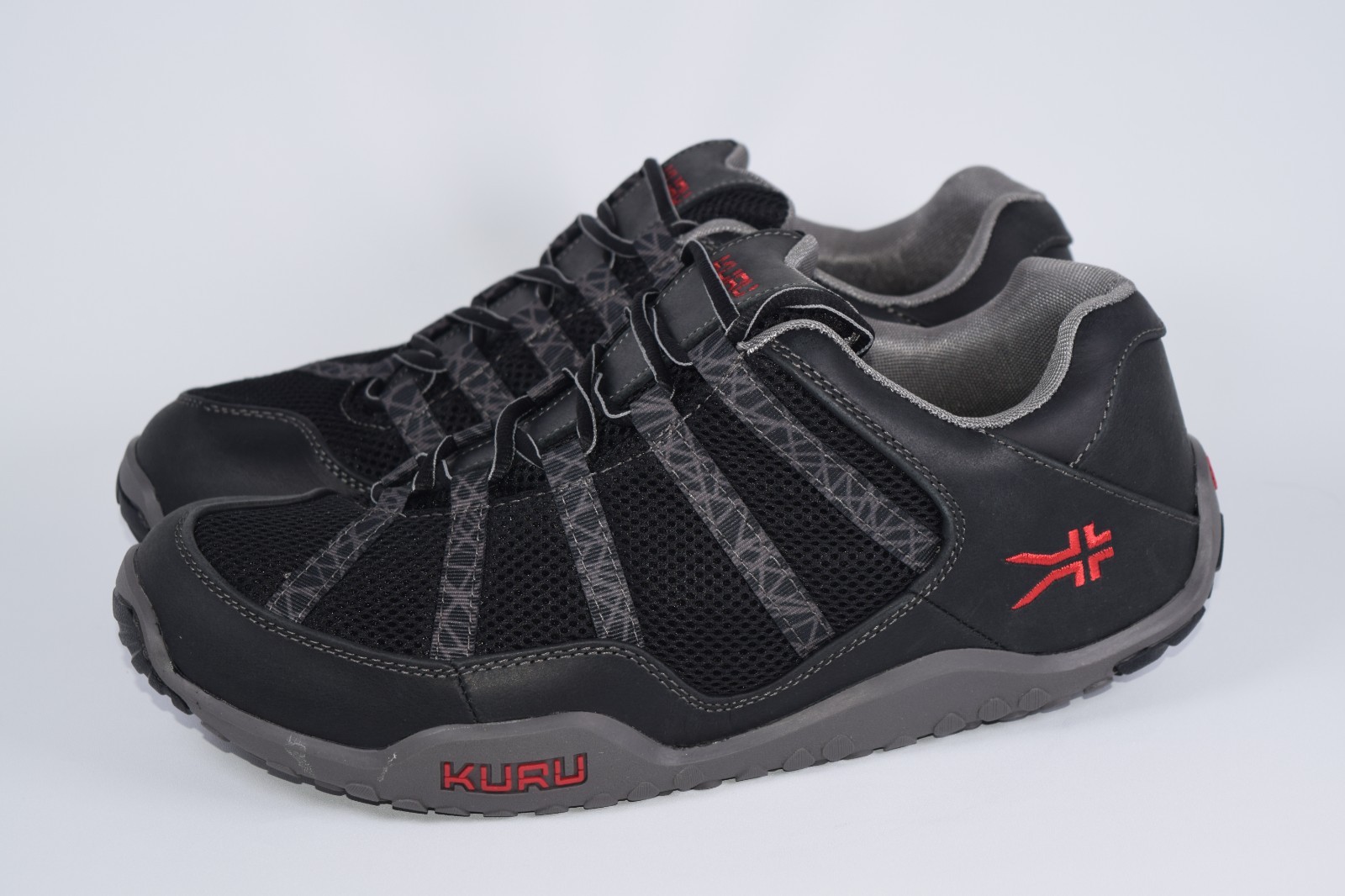 KURU Mens Chicane Black Red Supportive Leather Hiking Trail Shoes Size 12.5 M