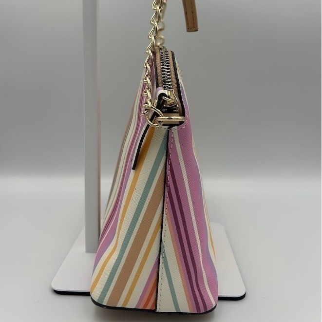 Nanette Lepore Multicolor Stripe Crossbody Bag Goldtone Hardware Vegan Leather