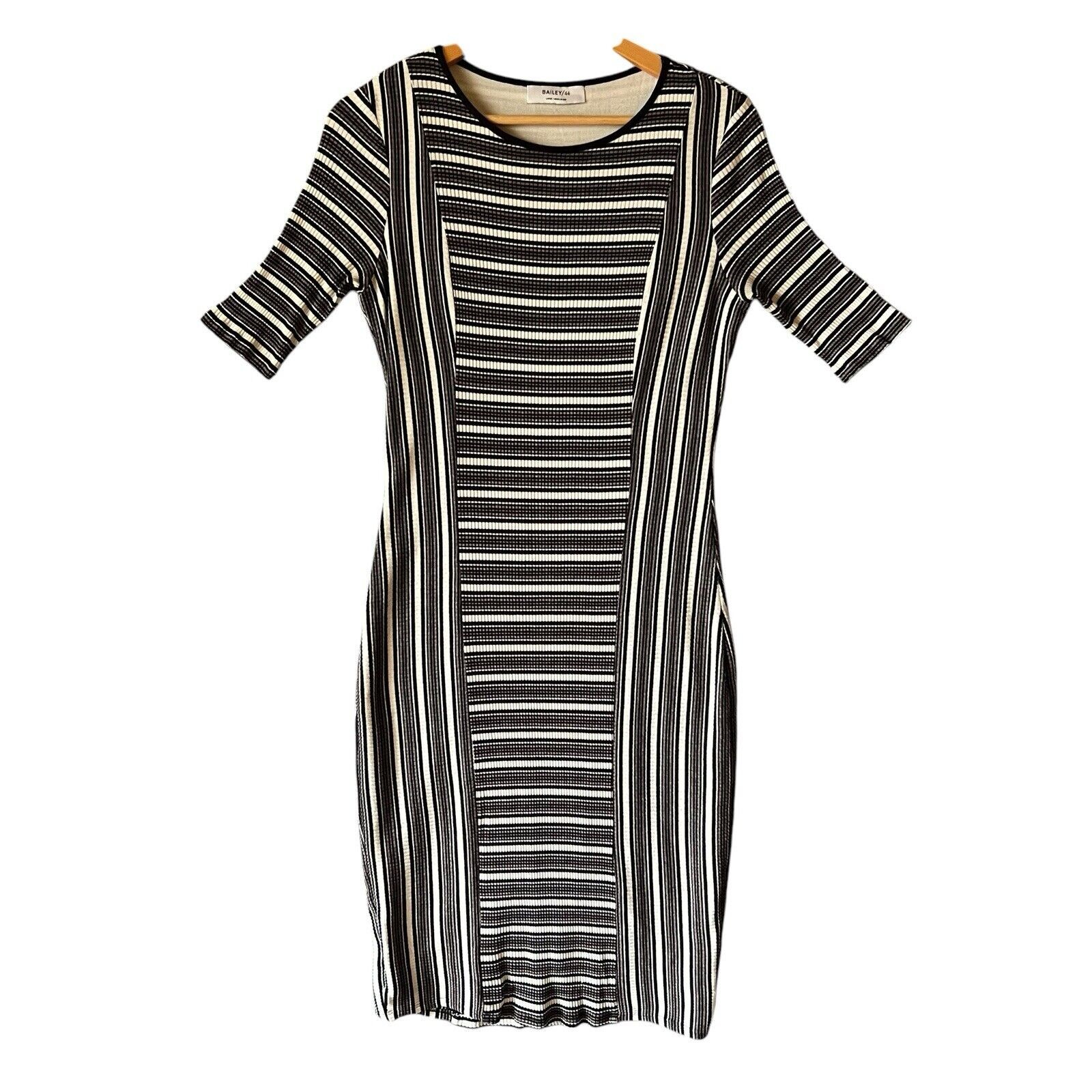 Bailey44 Stretch Stripe Bodycon Column Midi Rib Knit Dress City Preppy Y2K Large
