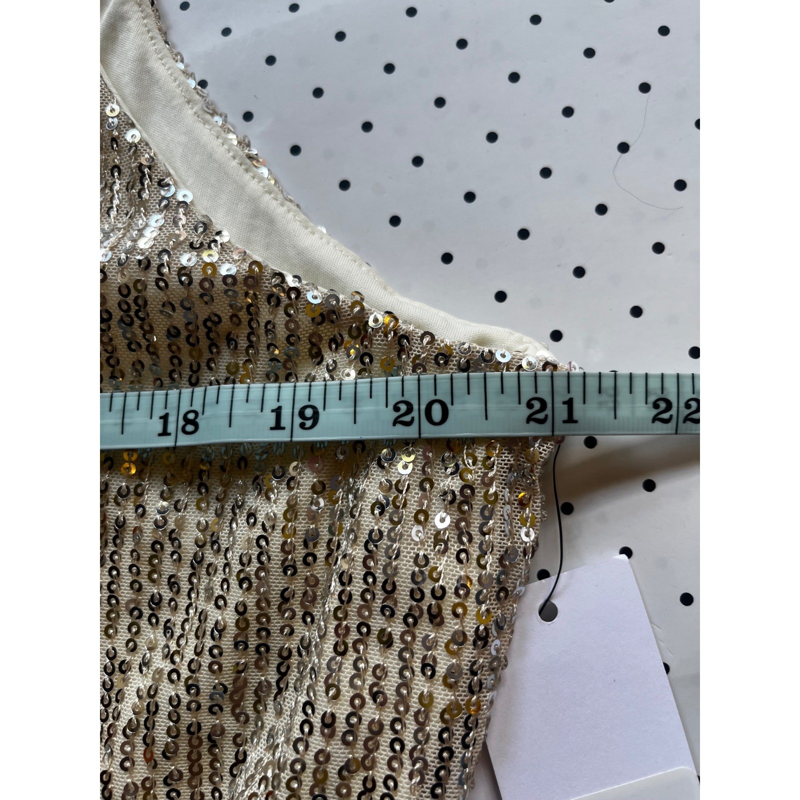 Calvin Klein Womens Sequin Cami Top Champagne Gold V-Neck XL NWT S49TF46A