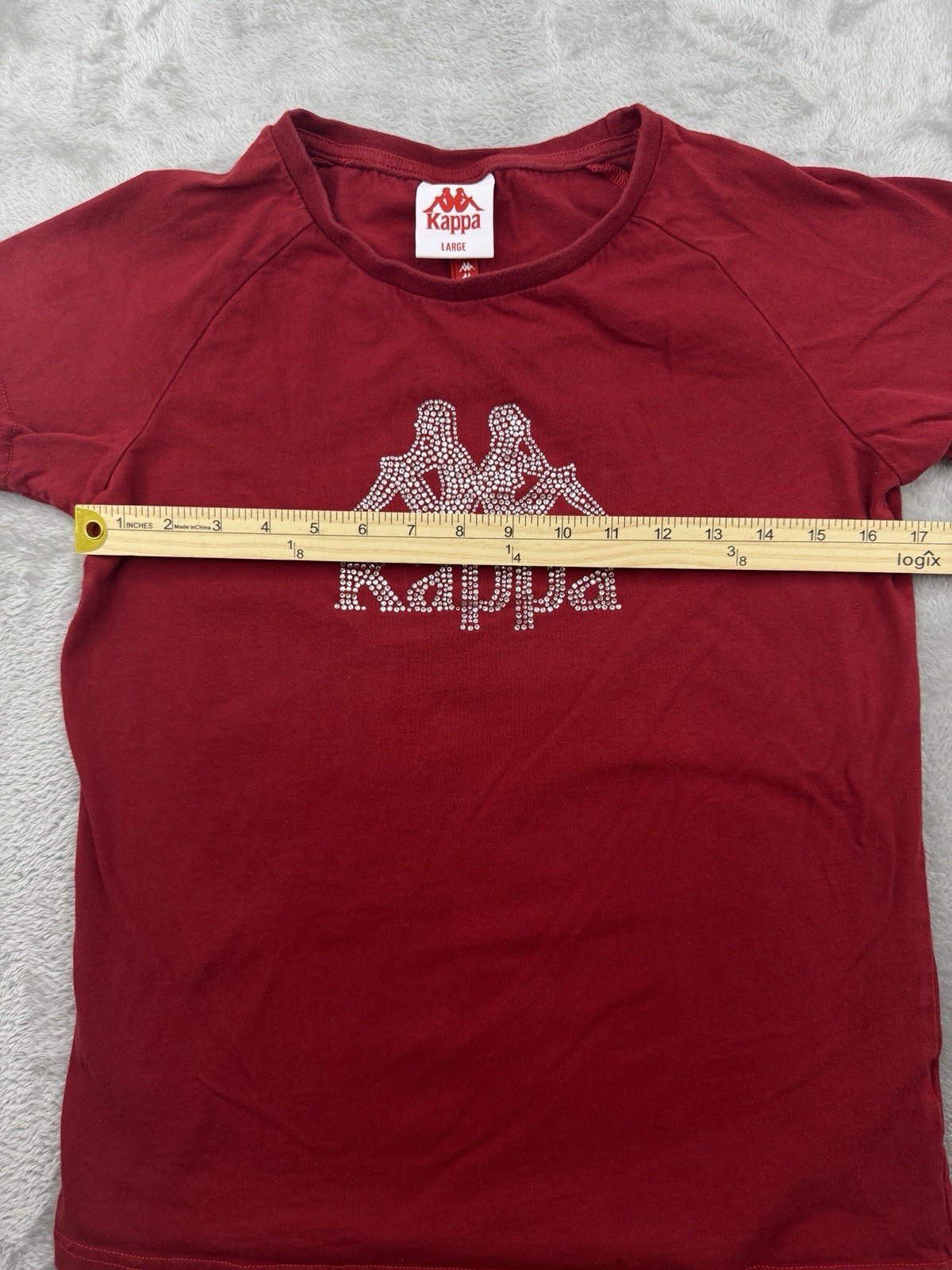 Kappa Sharia Tee Women’s Red Rhinestone Logo T Shirt Size Large Short sleeve