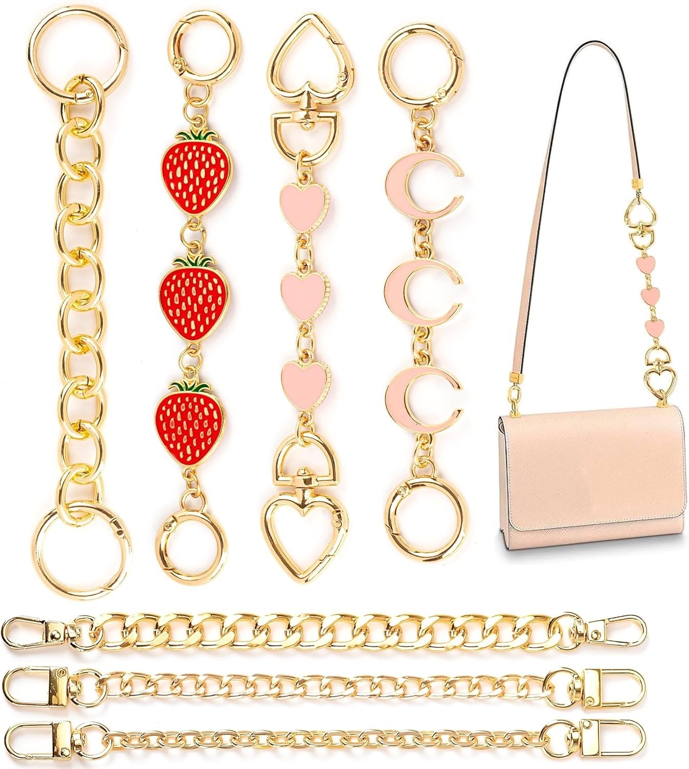 7-Piece Purse Chain Strap Extender Set for Handbag and Crossbody Bag Accessories