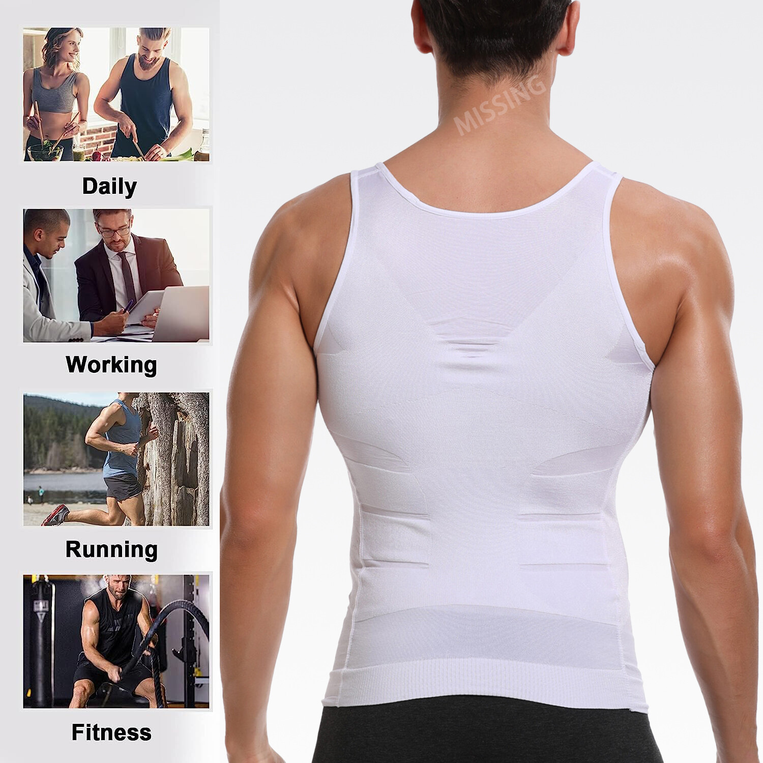 Men Gynecomastia Compression Shirt Chest Control Body Shaper Slim Vest Tank Top