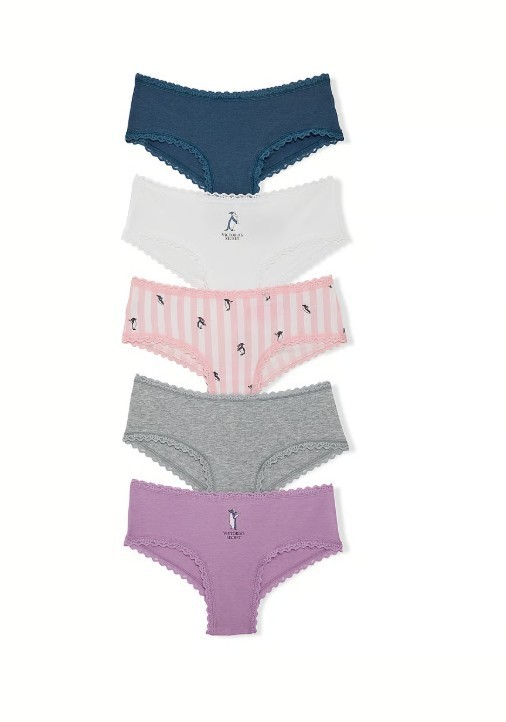 VICTORIA’S SECRET 5-Pack Cotton Lace-Trim Cheeky Pantie NEW Size L, M, S #H0-1