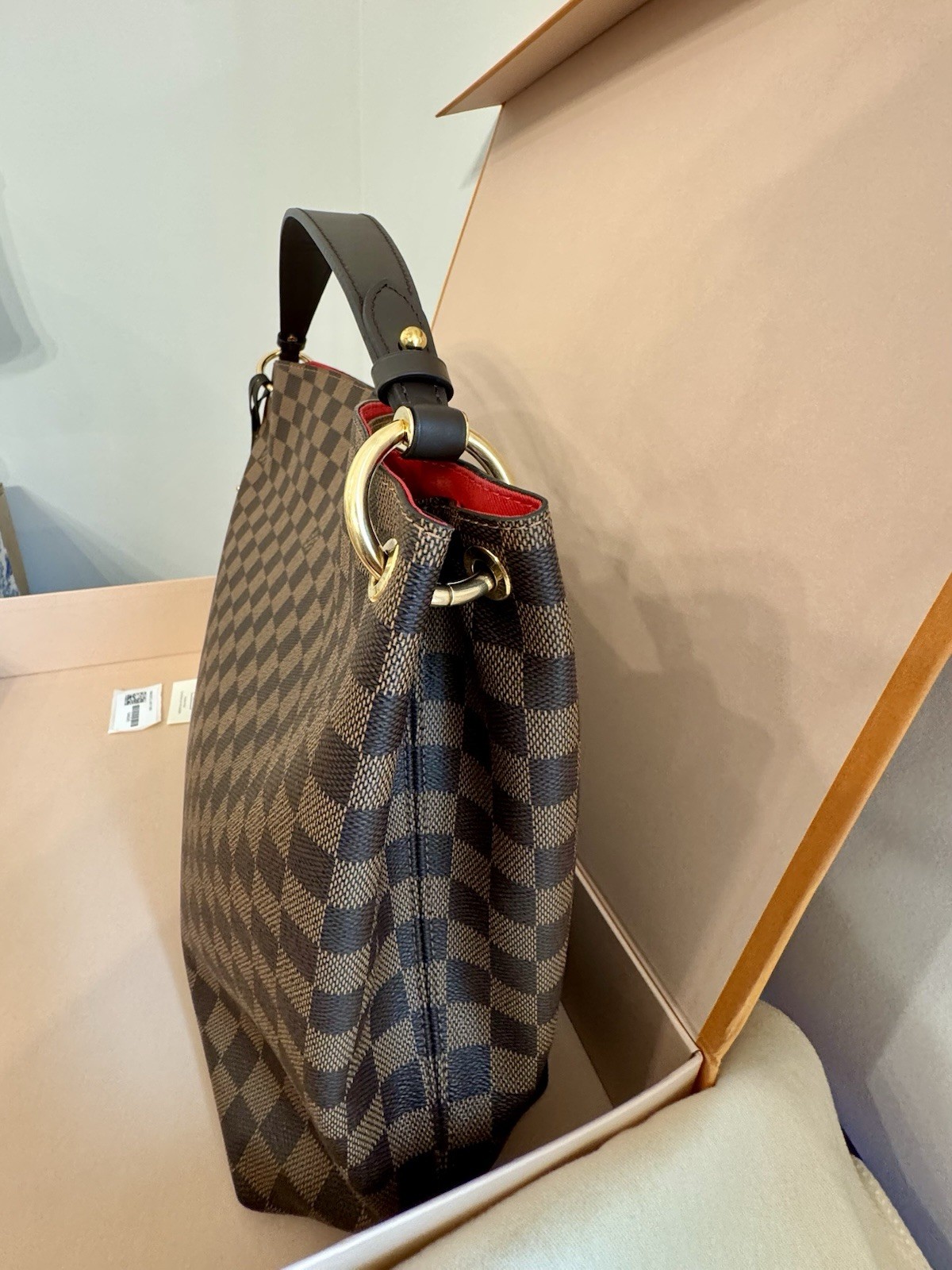 Louis Vuitton Graceful MM Damier Brown Shoulder Bag w/ Box Dust Bag Tag