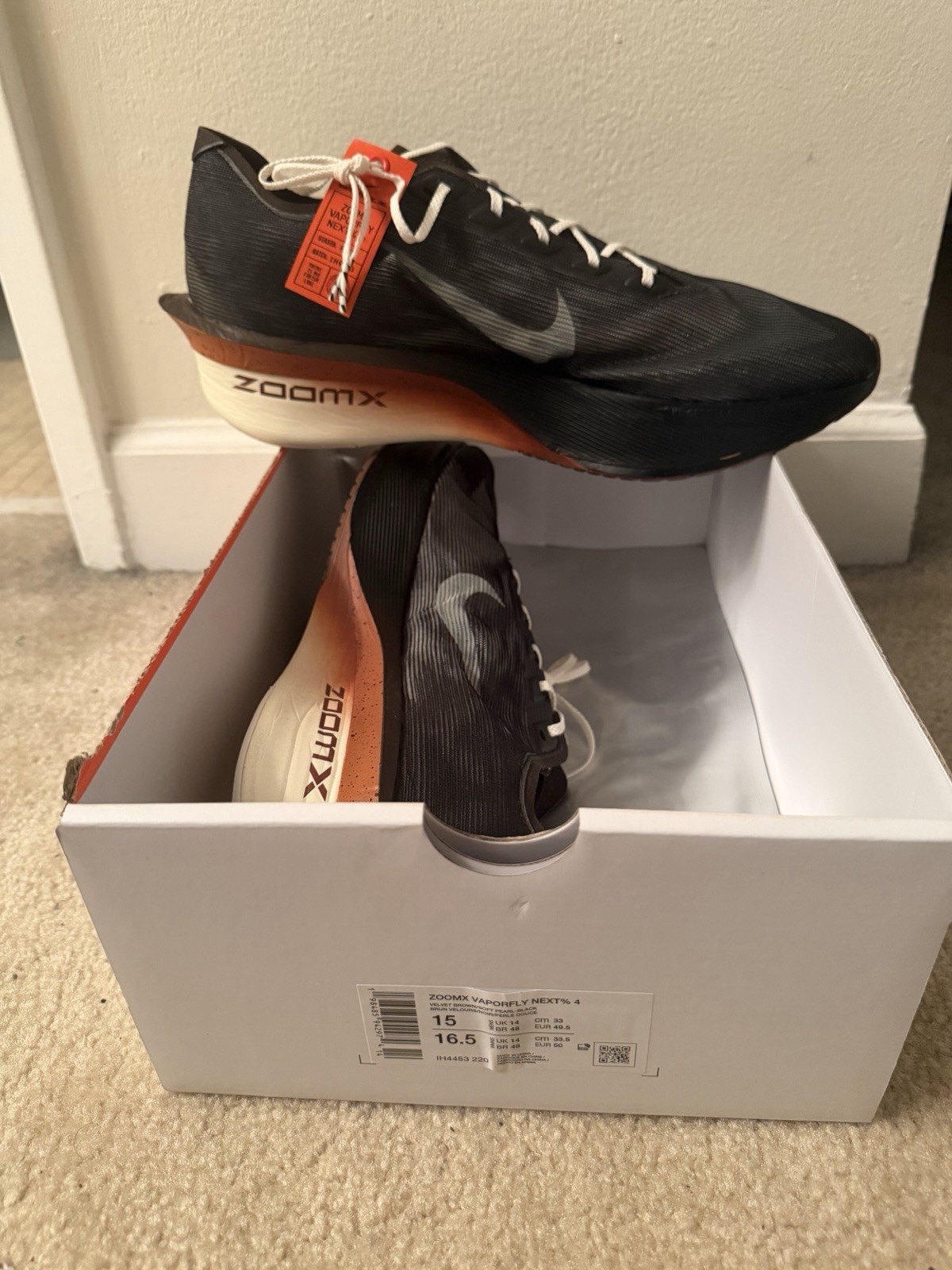 Nike ZoomX Vaporfly Next% 4 Velvet Brown Size 15
