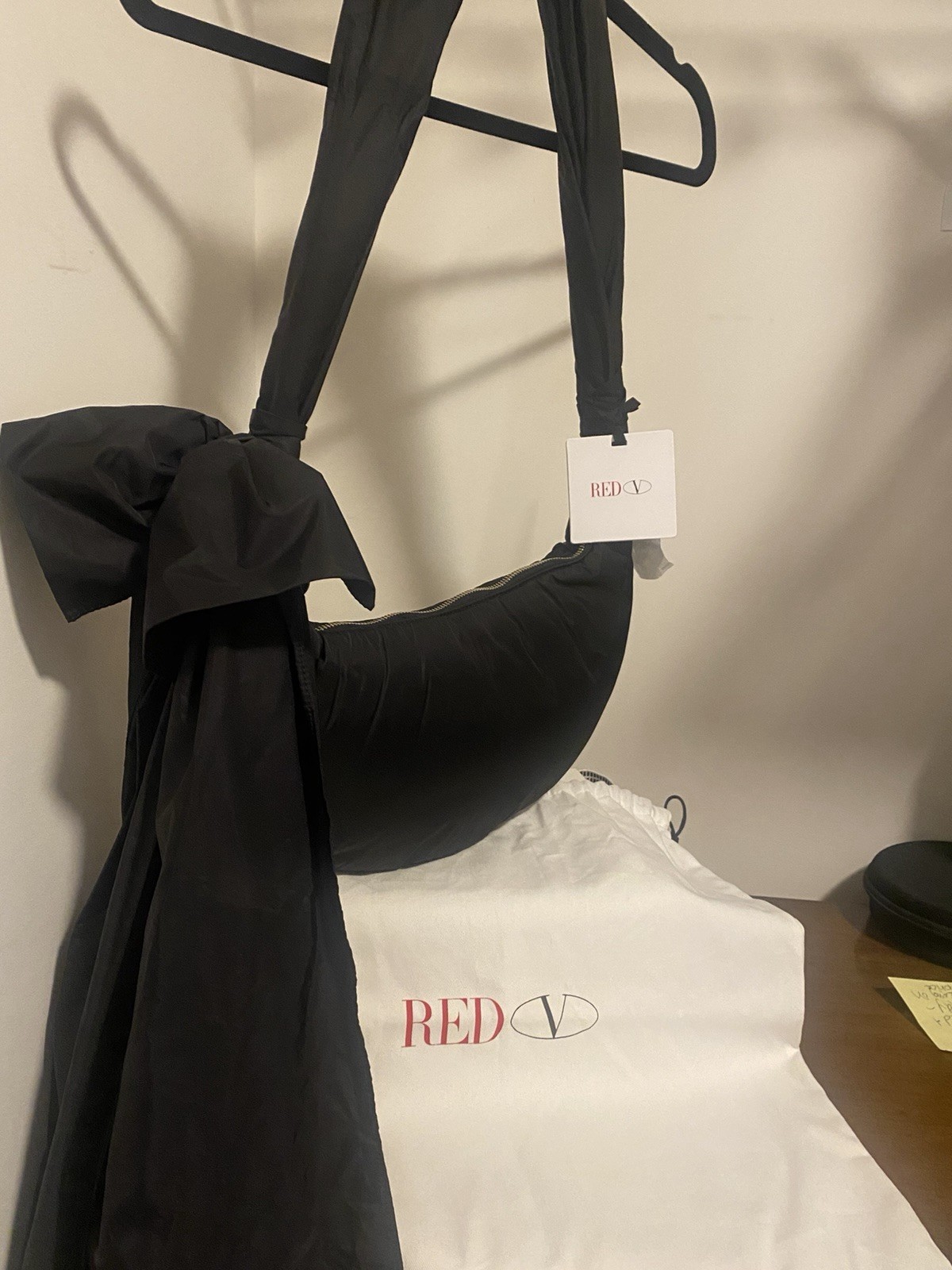 NWT Red Valentino black nylon Knot Me Up Shoulder Bag.