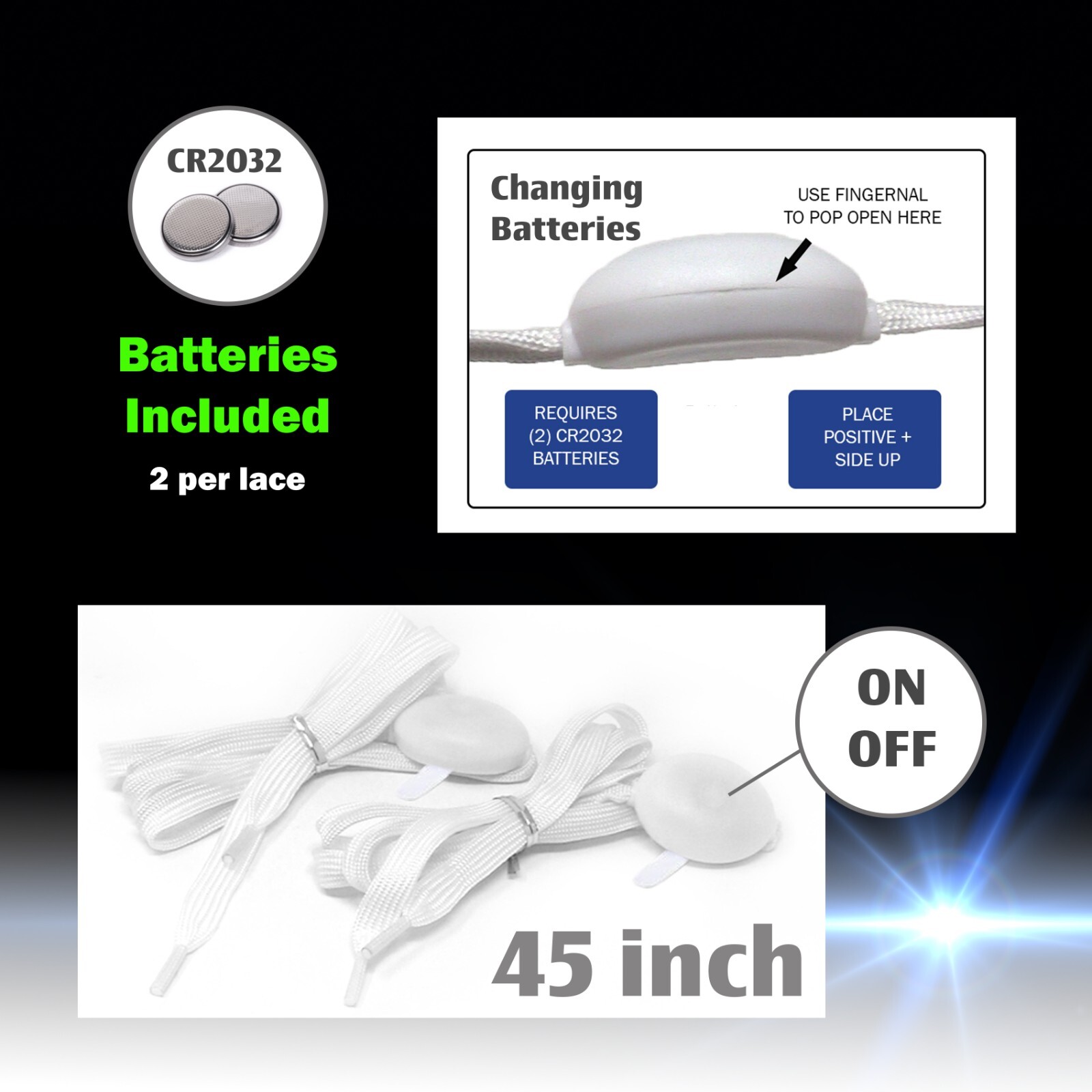 4 Pairs Light Up Shoelaces LED Lace Boys Costume Accessory Party Favor 7 Color