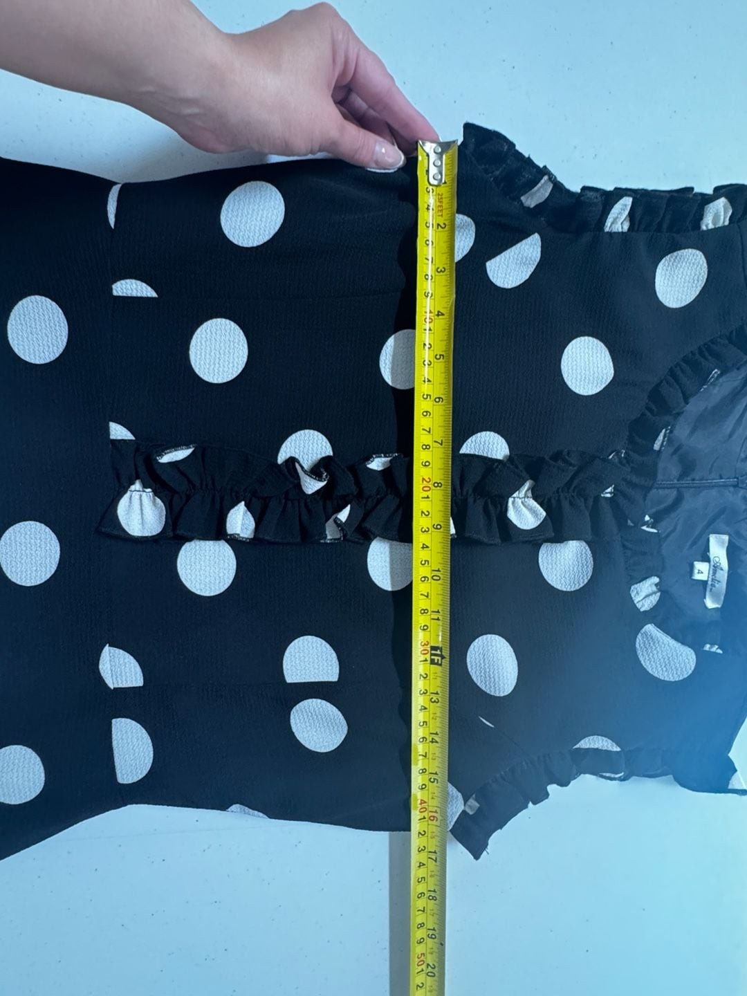 Amelia Black and White Polka Dot Sleeveless Ruffle Midi Dress Size 4