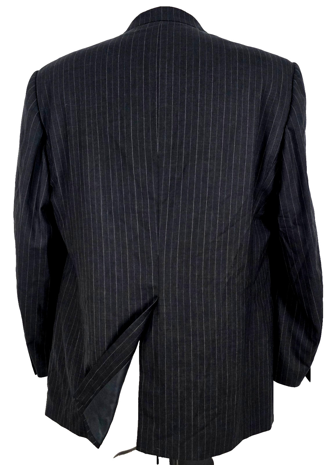 Samuelsohn SB Austin Cashmere & Super 120’s Wool Sport Coat Black Pinstriped 46R