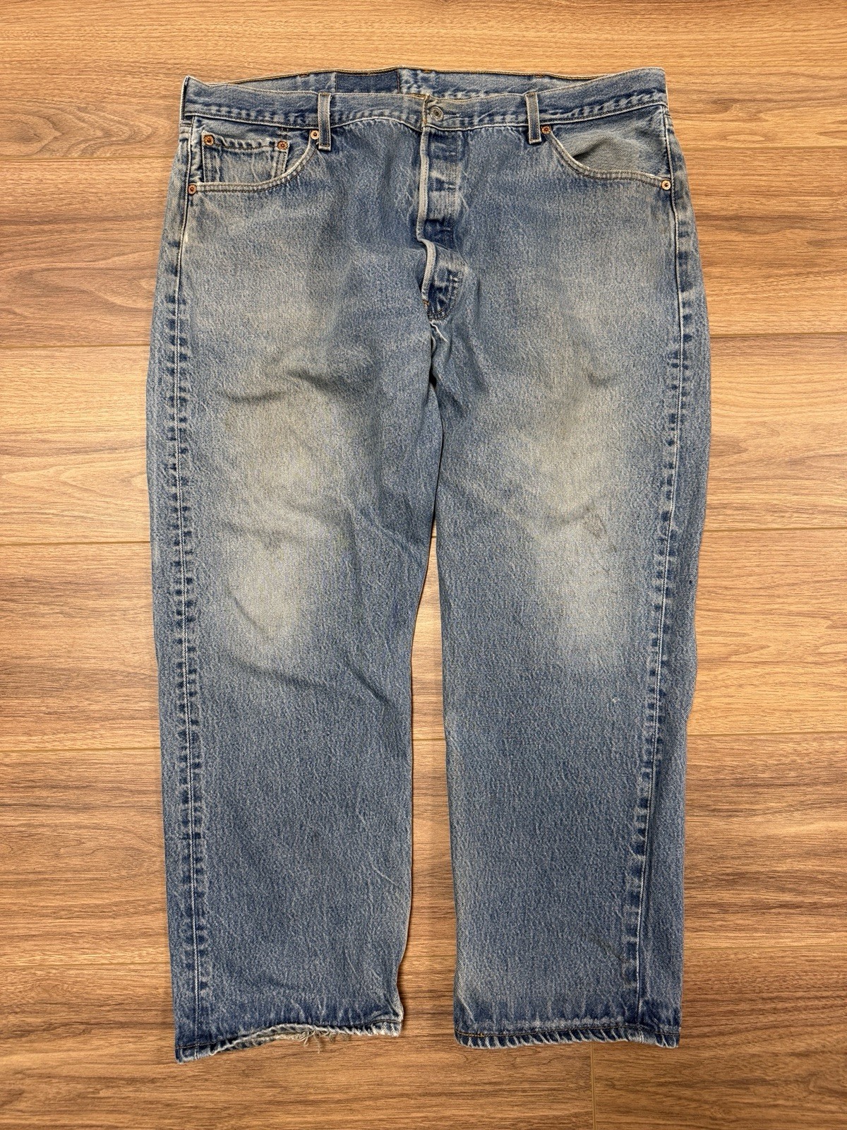 Vintage Levis 501 Jeans Mens 44×30 (40×27) Faded Blue Made in USA Button Fly