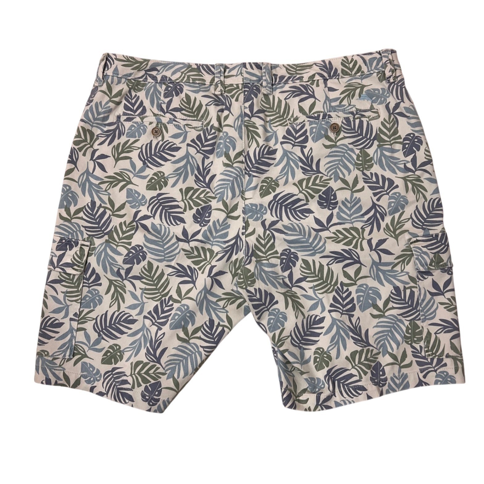 Tommy Bahama Mens 40 Tropical Leaf Print Cargo Shorts Blue Green Cotton Stretch