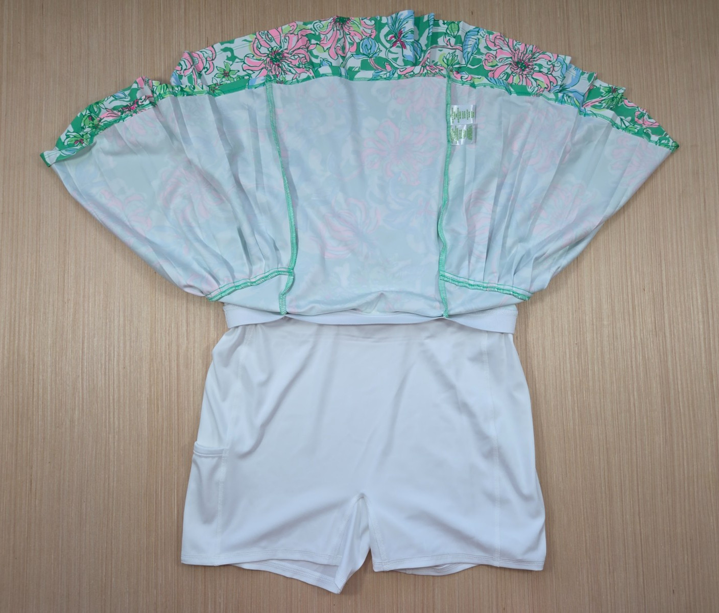 Lilly Pulitzer Luxletic Bacio Skort Green Spearmint Blossom Pleated Tennis Sz M