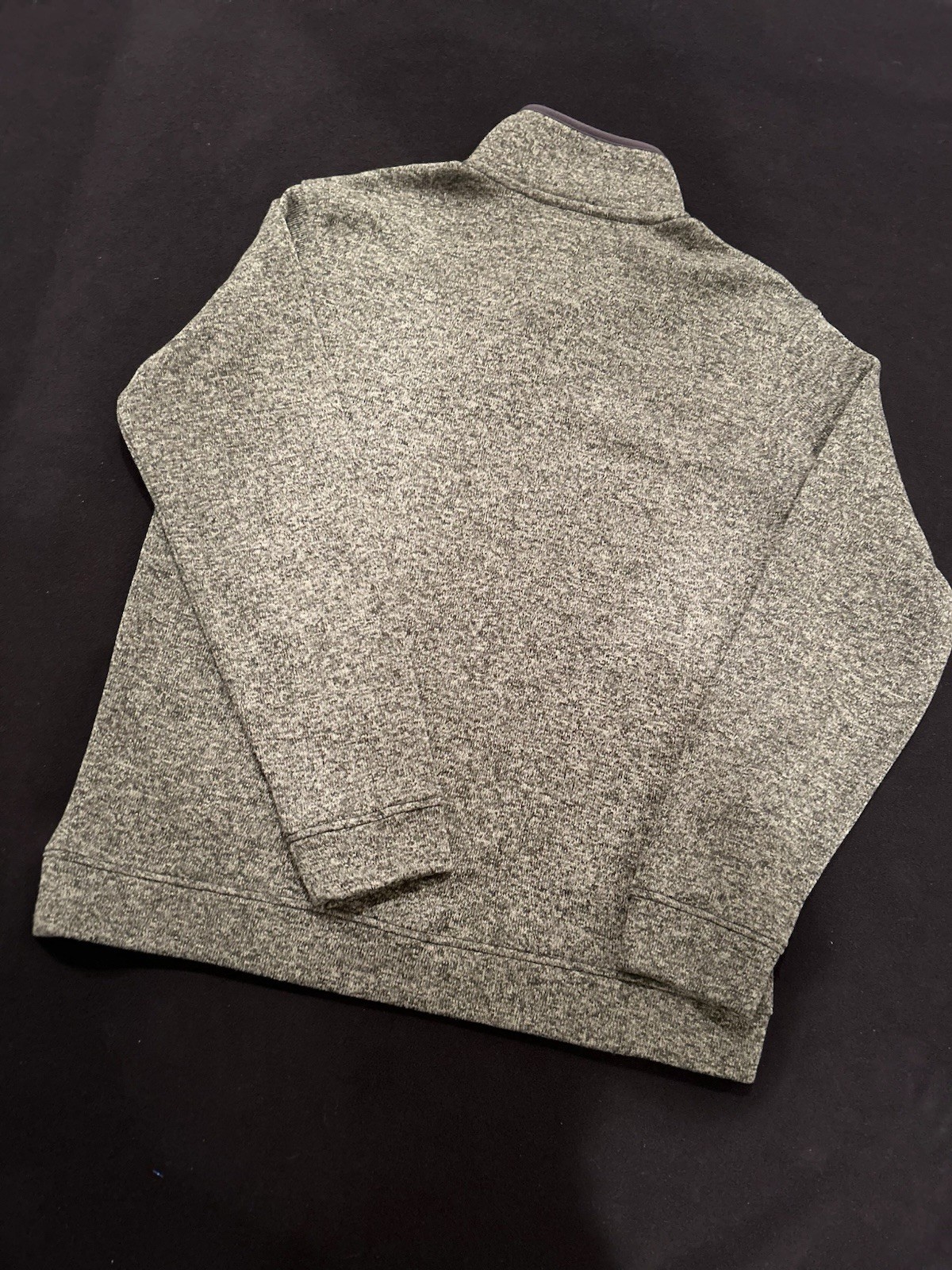 Eddie Bauer Men’s L Gray Mock Neck Knit Pullover 1/4 Zip Sweater Polyester