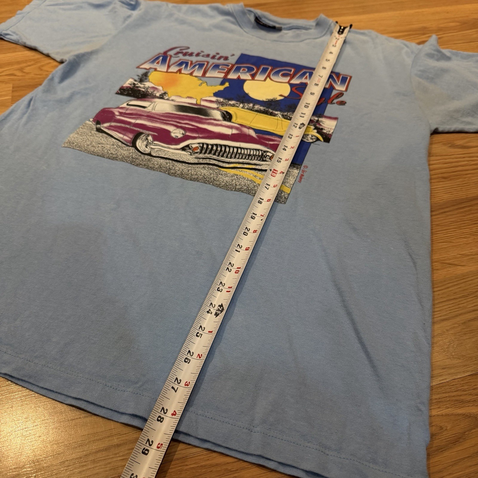 Vintage 90s Kappa American Cruisin’ Cars Graphic Shirt Blue Classic Tee Size XL