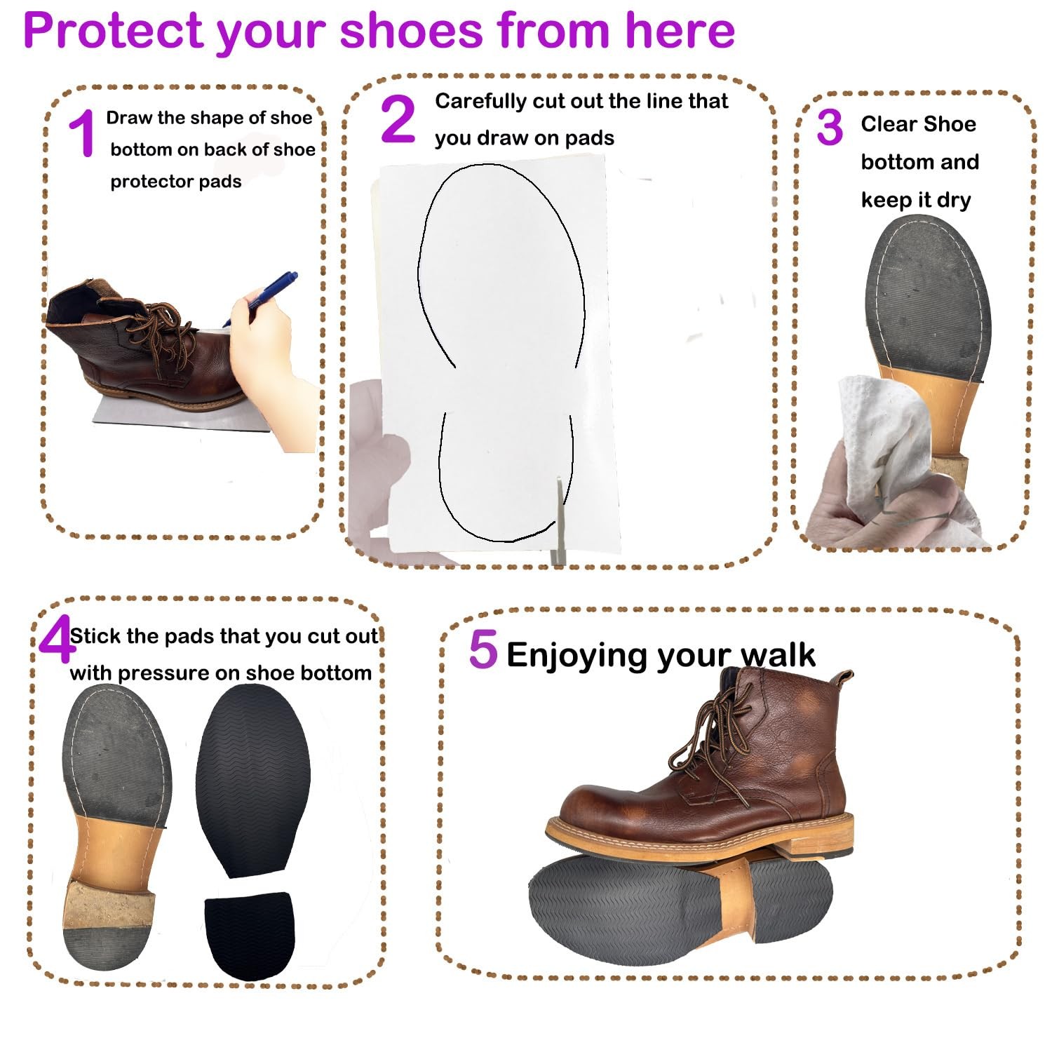 Shoe Sole Protectors Shoe Bottom Grip Pads Non-Slip Shoe Sole Pads Shoe Botto…