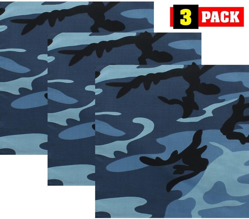 ARMYU Camouflage Military Bandana 3Pack 22×22 Cotton Camo Scarf Do Rag Face Wrap