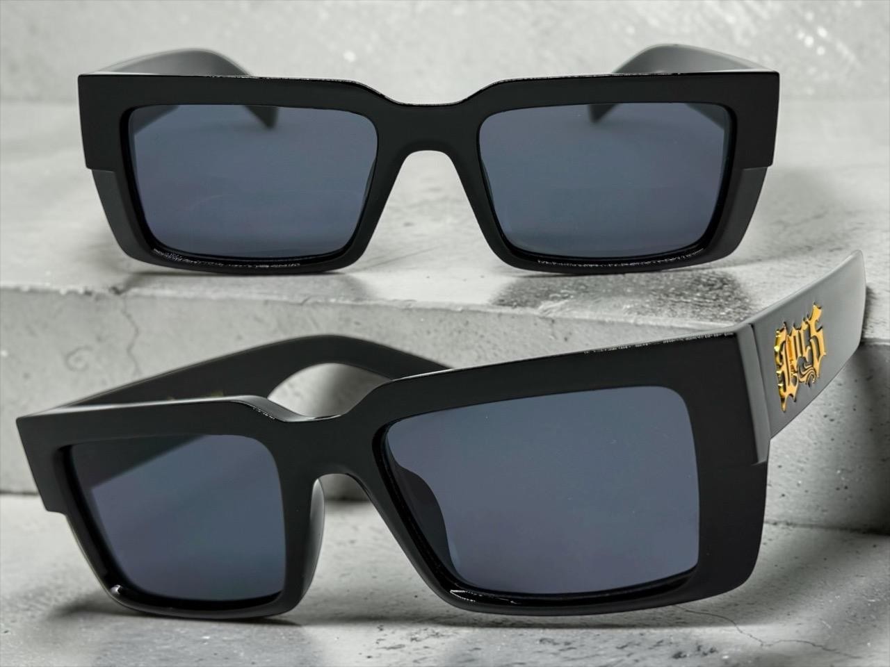 Mens Biker Hardcore Gangster Hip Hop LOCS SUNGLASSES Large Black Frame Dark Lens