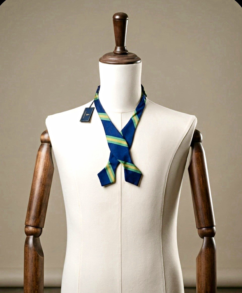 Polo Ralph Lauren Blue/Green/Yellow Striped Woven Silk Pretied Bow Tie Logo