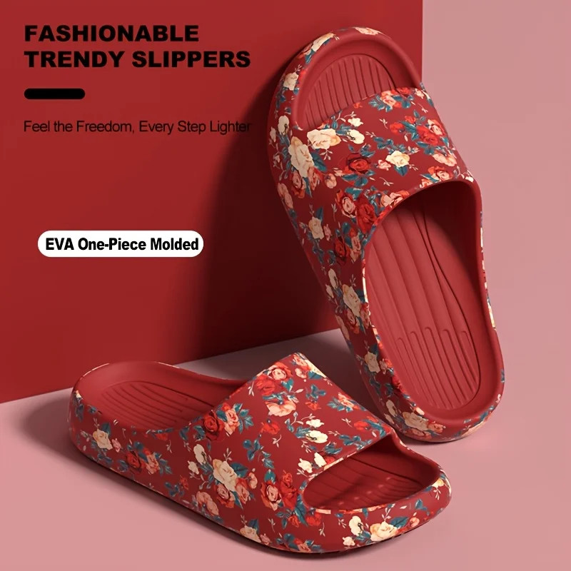Cloud Slippers Floral Slide Sandals EVA Soft Indoor Outdoor Unisex Shoes