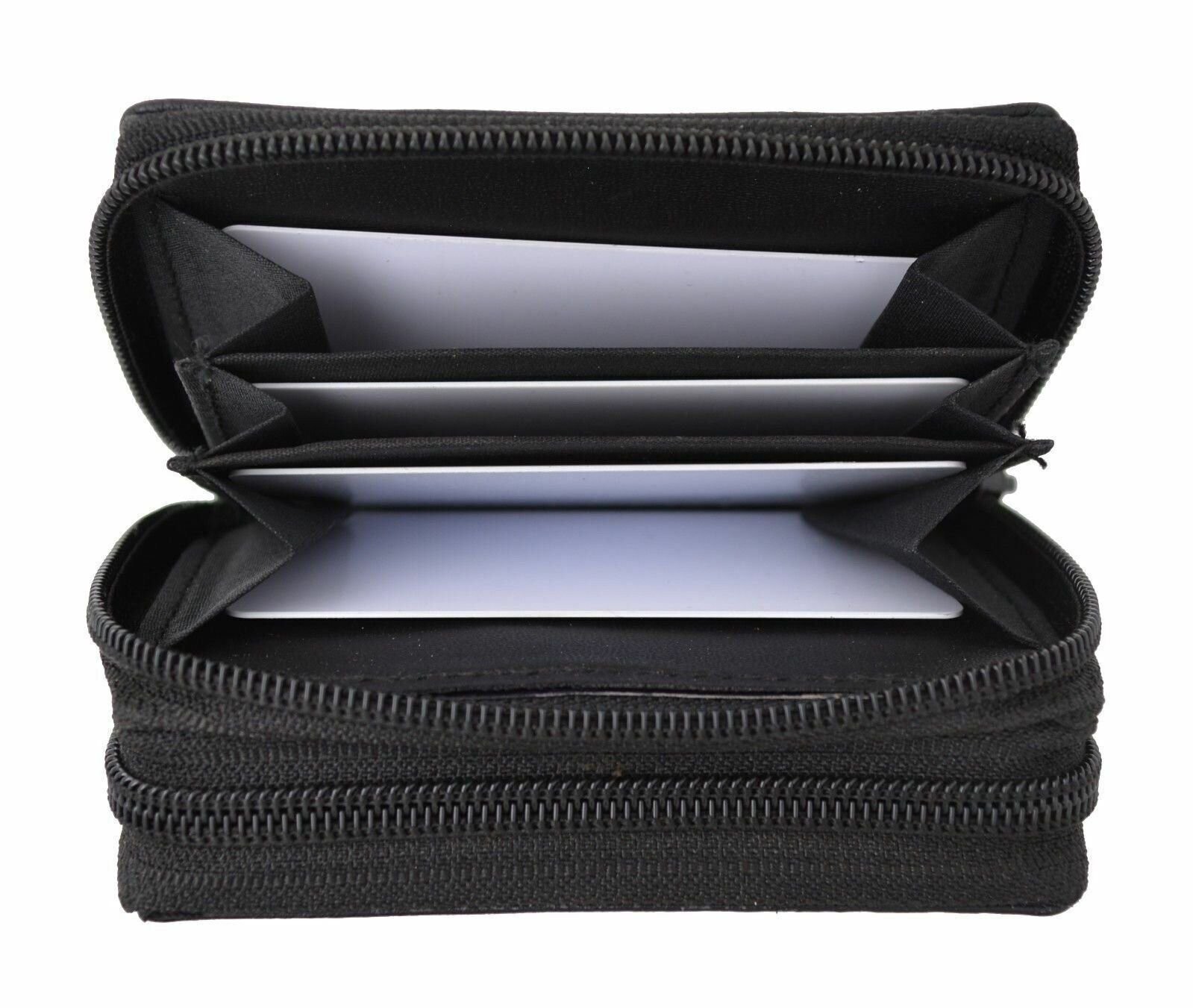 Genuine Leather Credit Card Case Holder Travel Accordion Wallet with ID Window