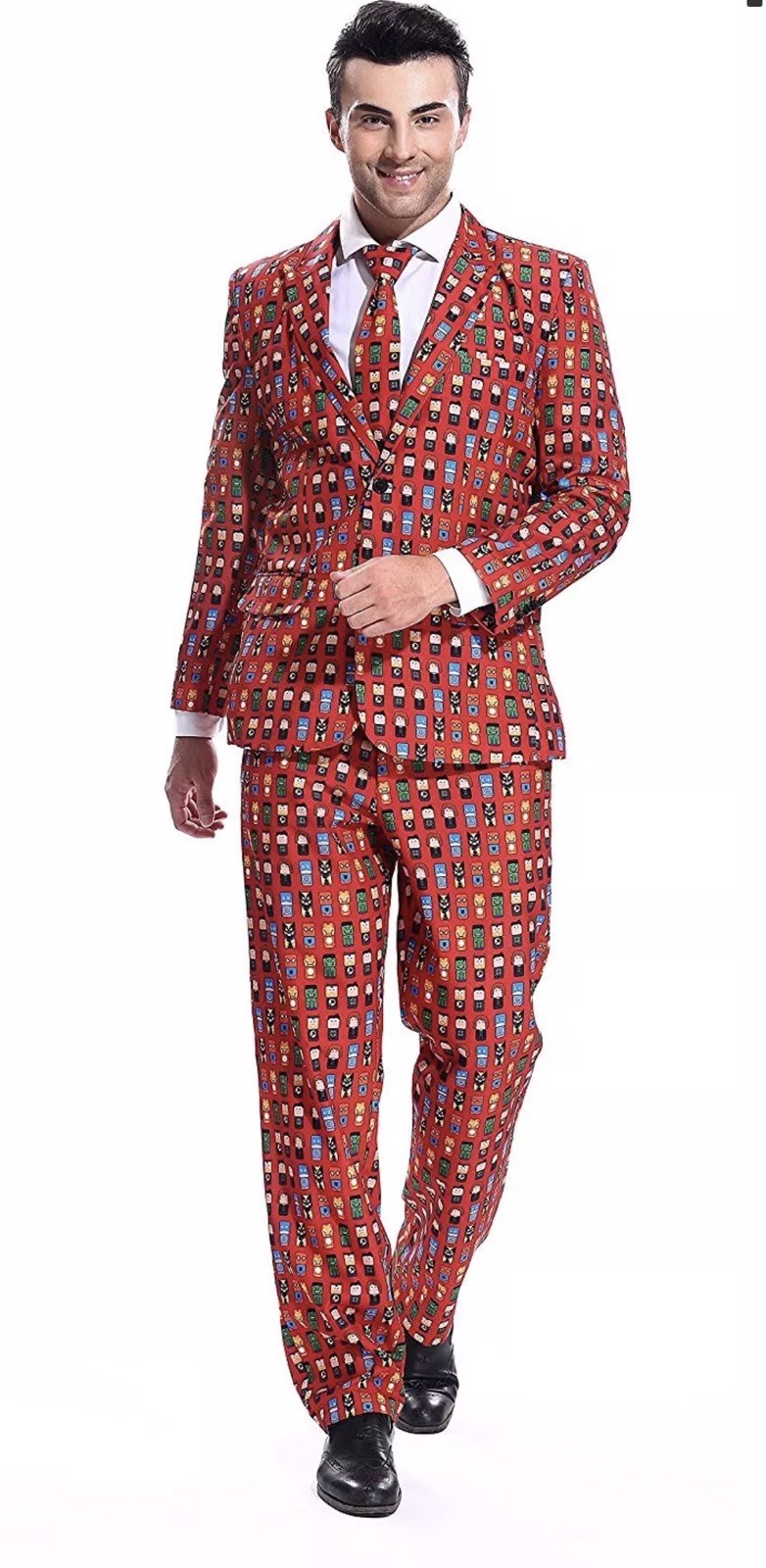 YOU LOOK UGLY TODAY Mens Red Color Bachelor Party Suit Jacket Marvel Avengers XL