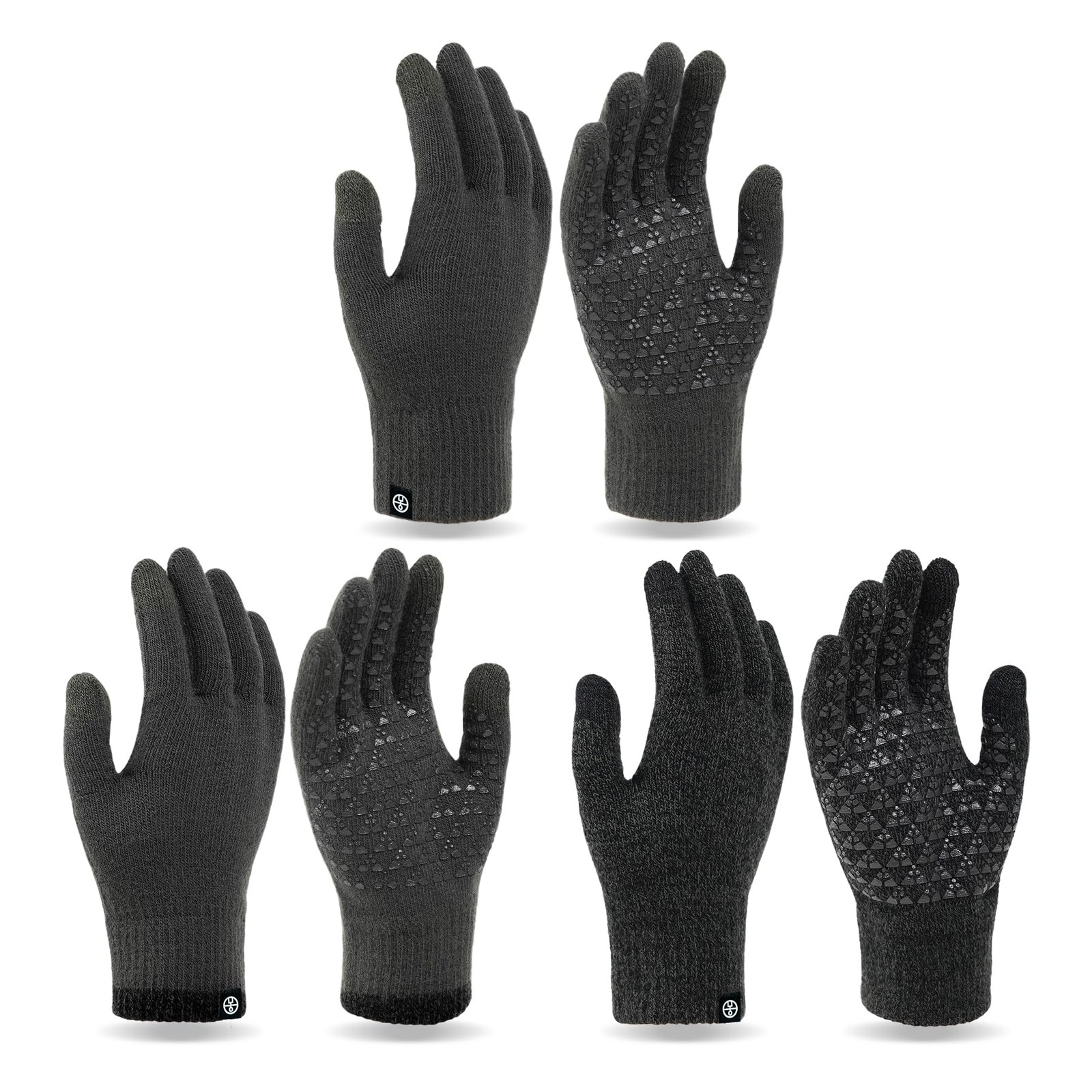 3 Pairs Winter Gloves for Women Men Touch Screen Elastic Knit Thermal Anti-Sl…
