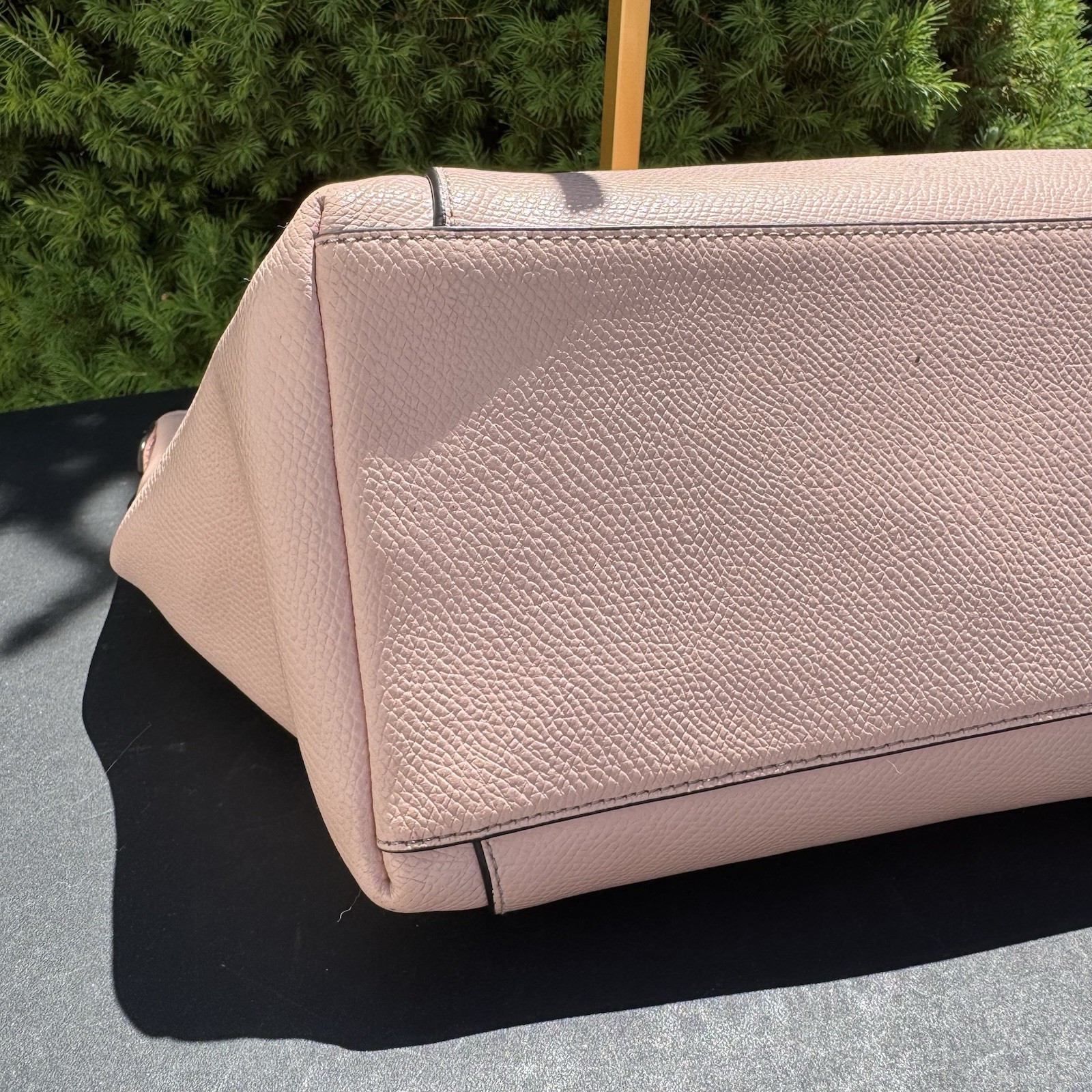 Coach Ava Chain Tote Handbag Pink Pebbled Leather