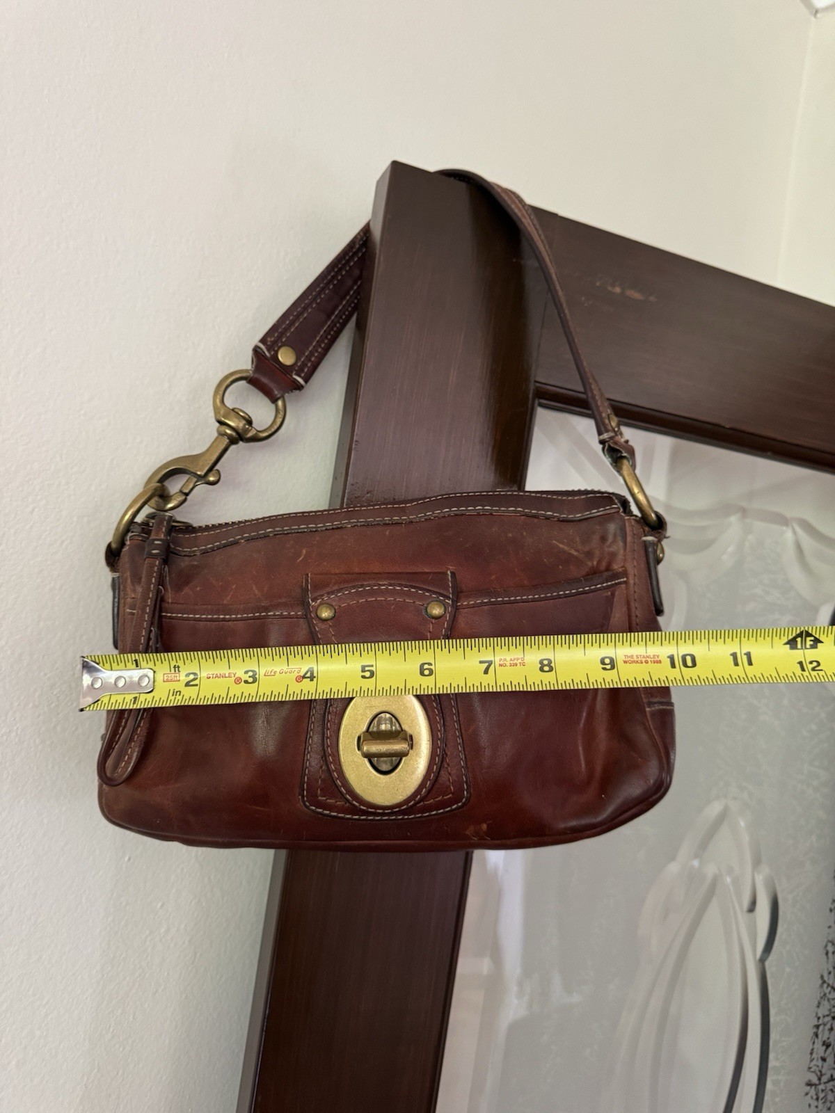 Vtg Coach Legacy 65th Anniversary Y2K Brown Leather Turn Lock Shoulder Bag 10326