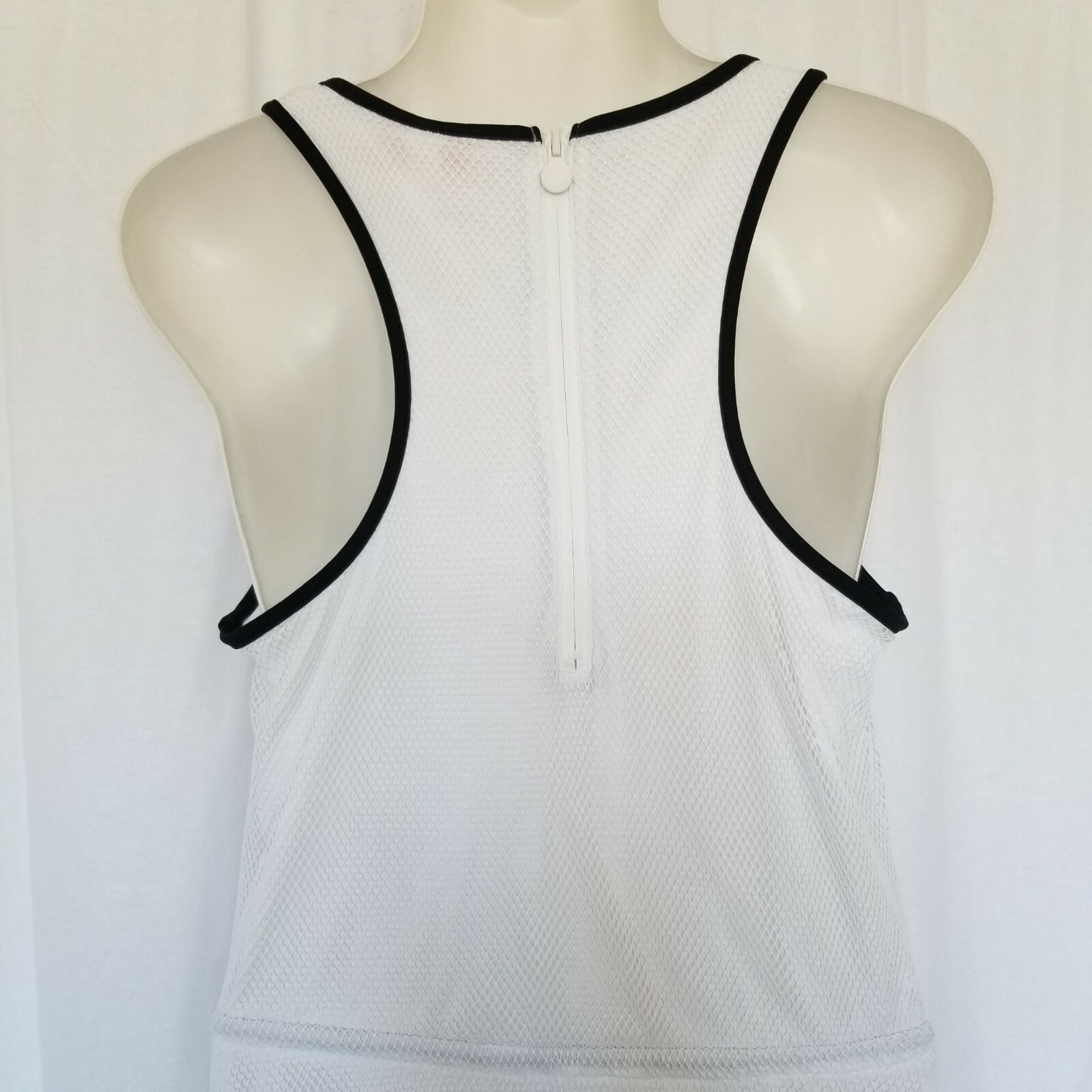 Hunter Target Women Dress White Mesh A-Line Racerback Sleeveless Tank Zip Sz S
