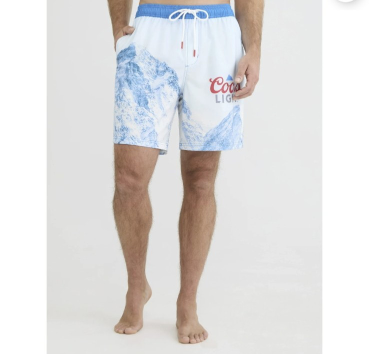 Coors Light Beer Board Shorts Men’s 2XL Pockets Swim Trunks Unlined waist 44/46