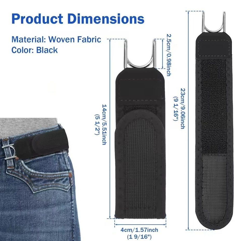 1 pc Buckleless Elastic Belt Metal Hook Adjustable Invisible Waist Belt