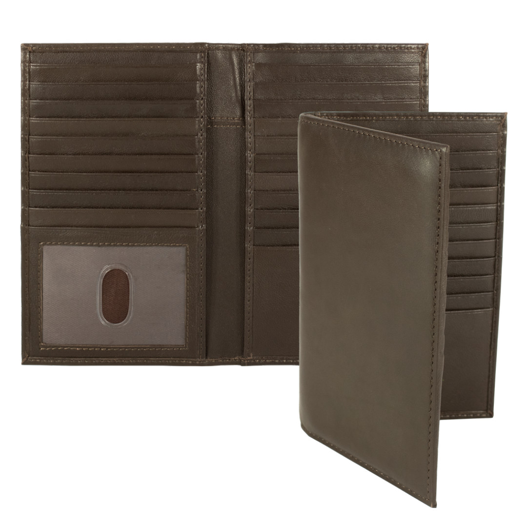Checkbook Cover, Genuine Leather Bifold Long Checkbook with RFID Blocking, Brown