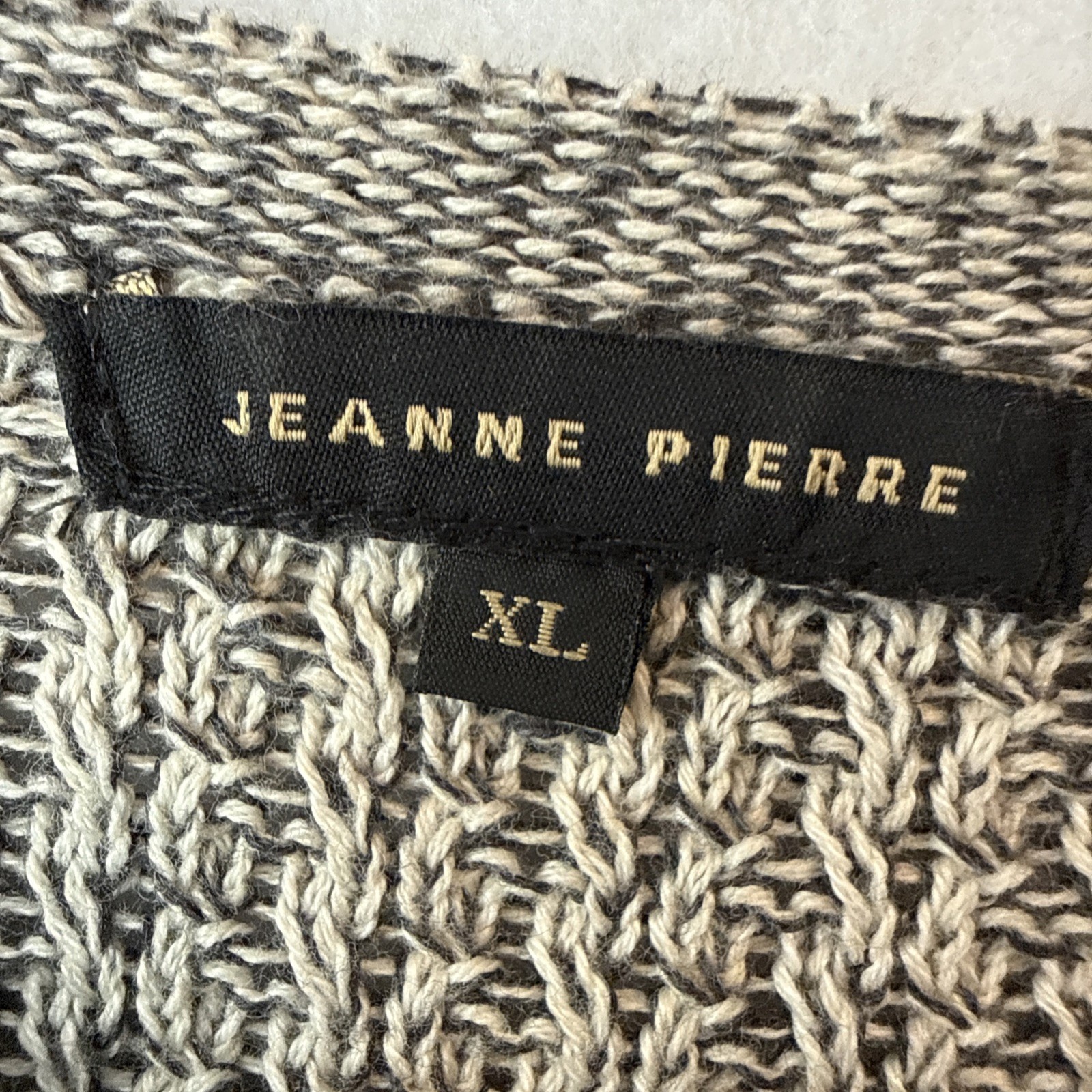 Jeanne Pierre Waffle Knit Curved Hem Pullover Sweater Women’s XL Combo Gray Chic